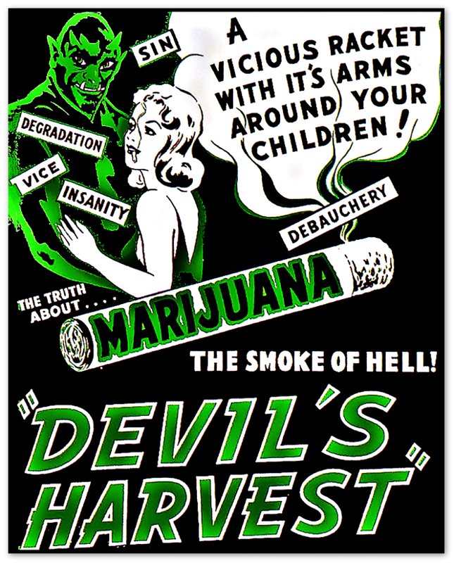 Devils Harvest Marijuana Propaganda Poster, "Scary" Cannabis Propaganda - Marijuana Propaganda Print - WallArtPrints4U