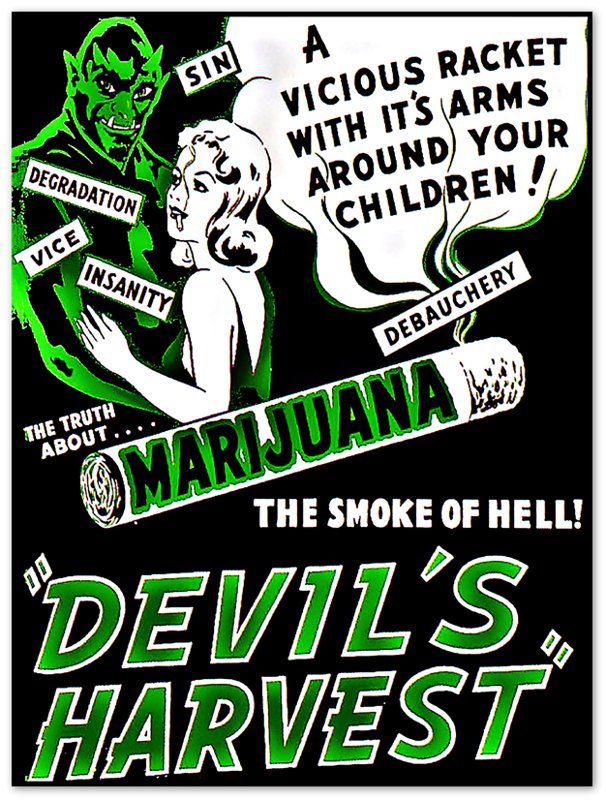 Devils Harvest Marijuana Propaganda Poster, "Scary" Cannabis Propaganda - Marijuana Propaganda Print - WallArtPrints4U