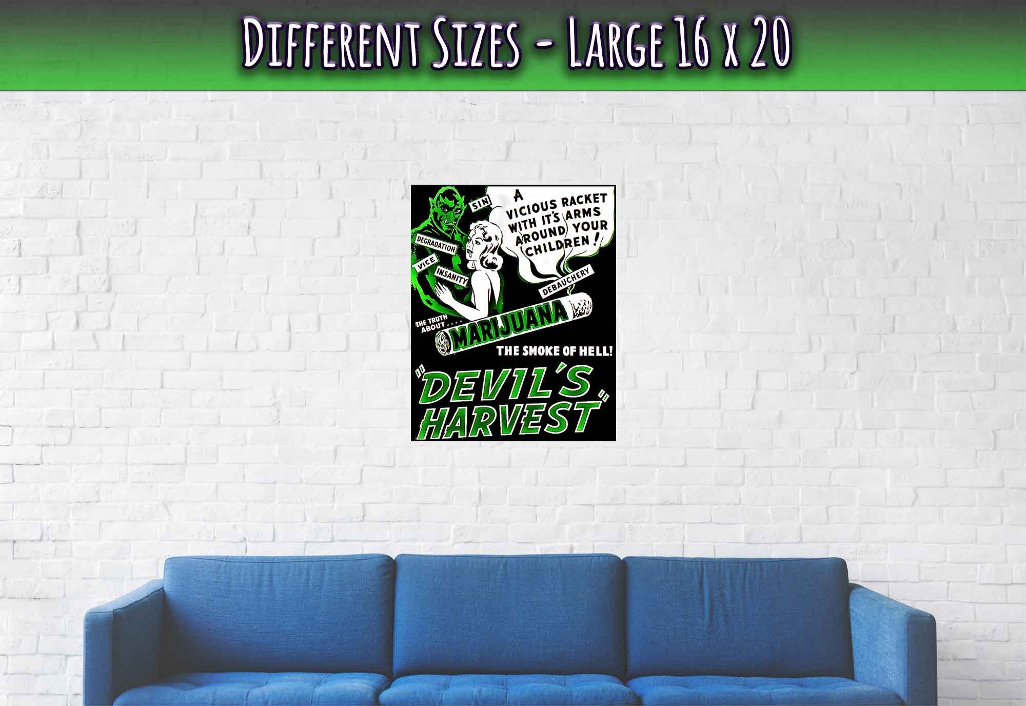 Devils Harvest Marijuana Propaganda Poster, "Scary" Cannabis Propaganda - Marijuana Propaganda Print - WallArtPrints4U