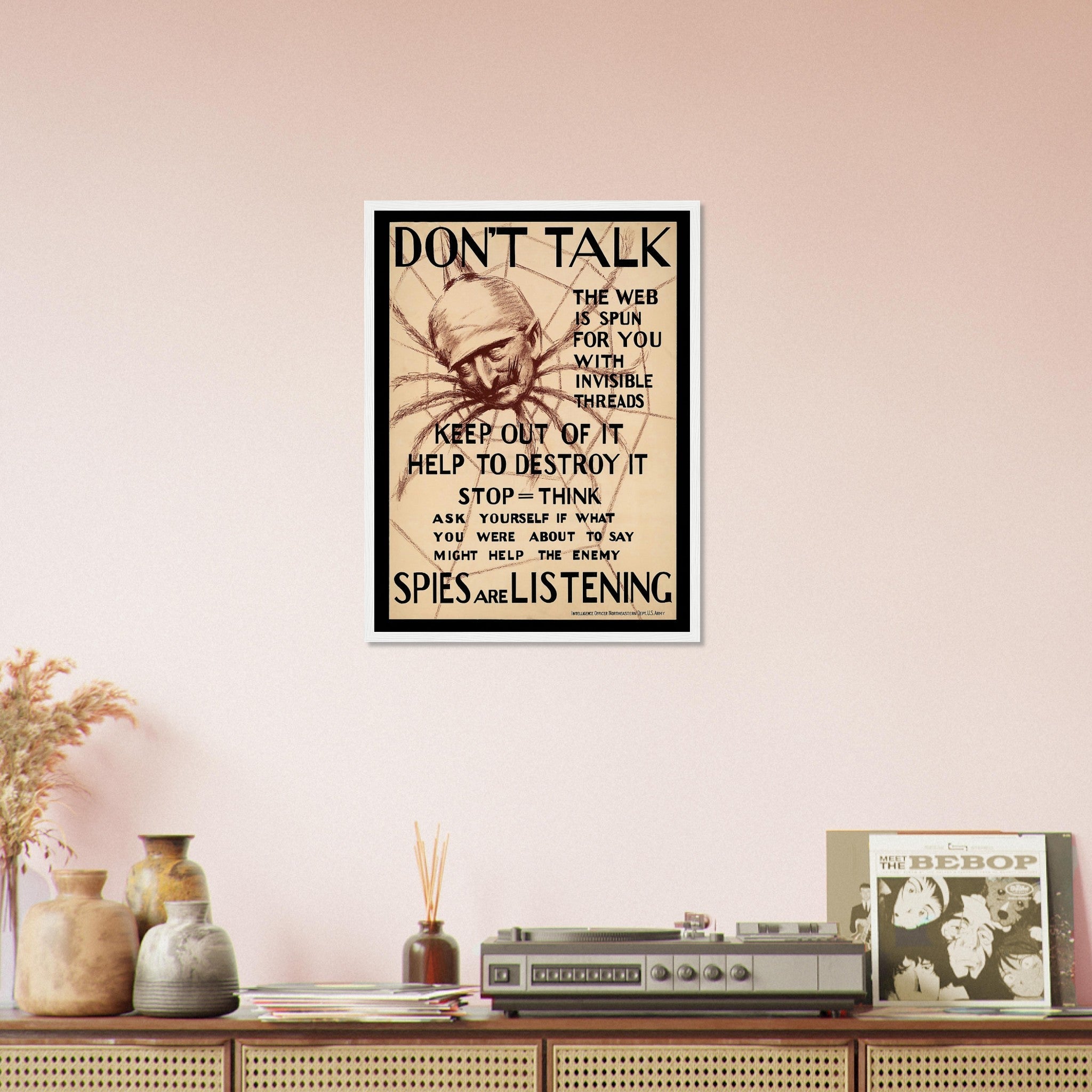 Don'T Talk Framed, World War 1 Propaganda Framed Print, Vintage Framed 1918 UK, EU USA Domestic Shipping - WallArtPrints4U