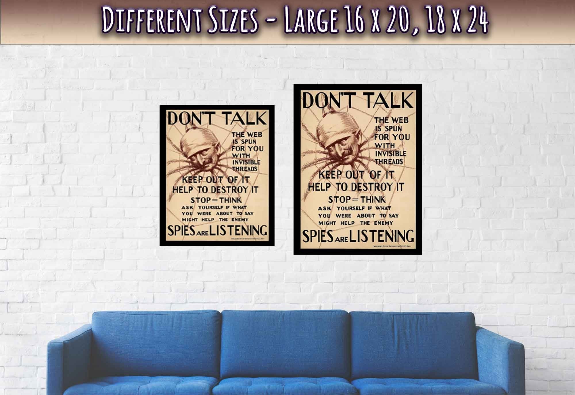 Don'T Talk Poster, World War 1 Propaganda Poster Print, Vintage Poster 1918 - WallArtPrints4U