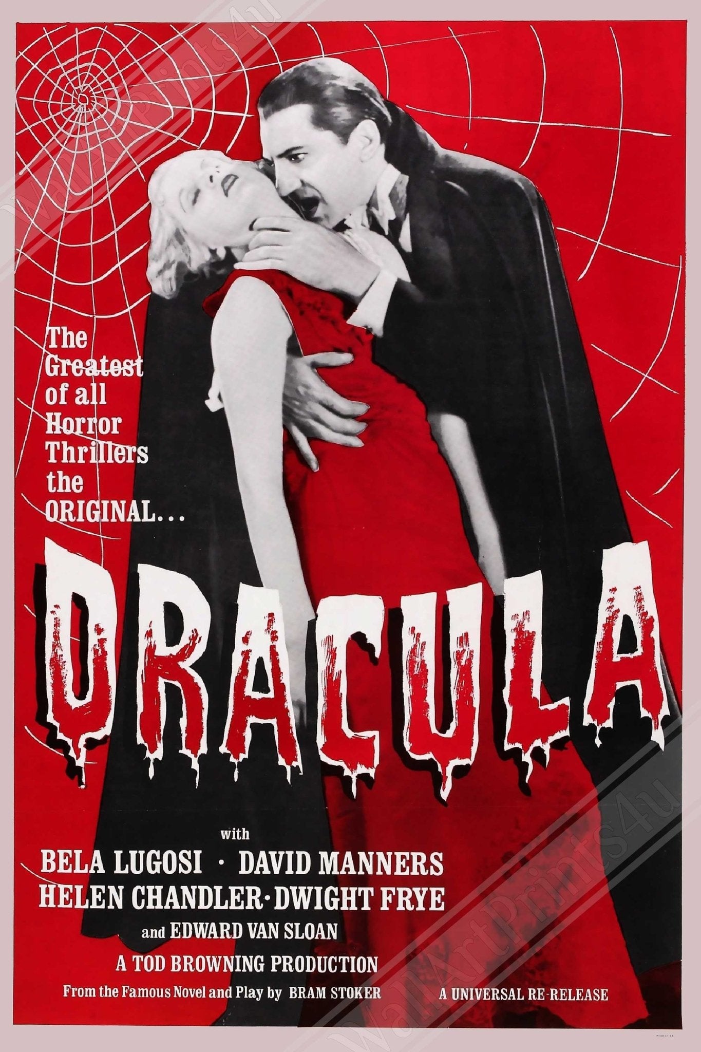 Dracula 1931 Poster, Vintage Horror Movie Dracula Poster Film Art - Bela Lugosi, Helen Chandler, Bram Stoker - WallArtPrints4U