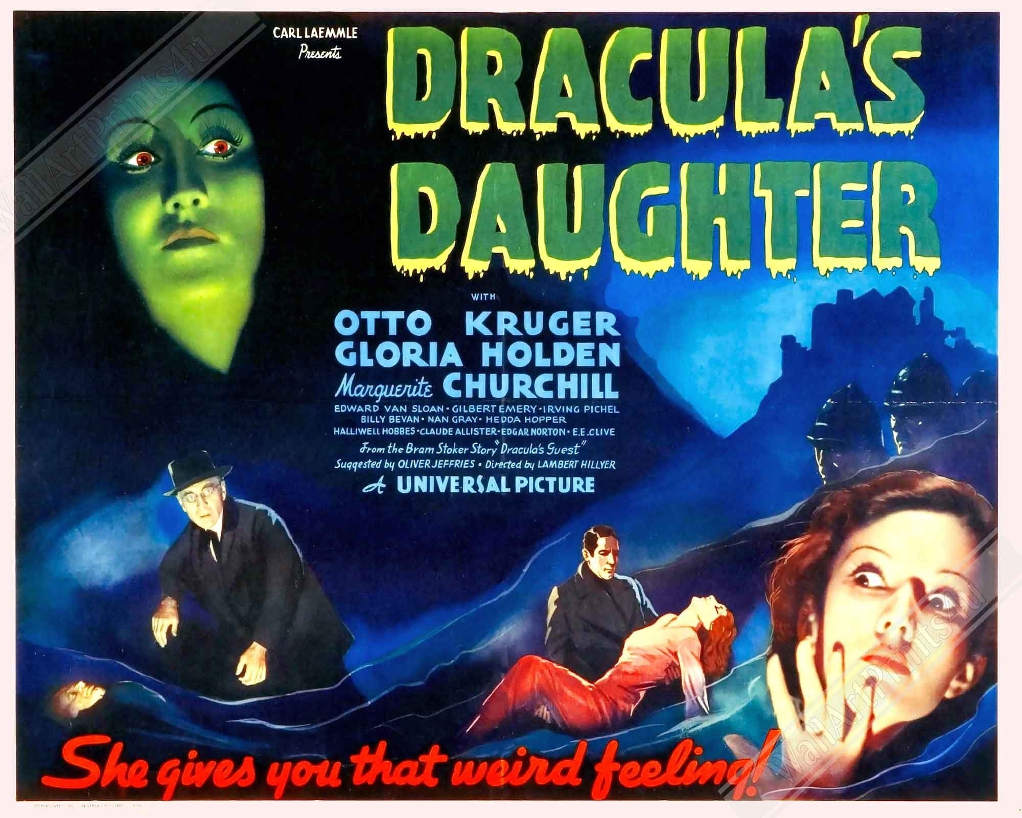 Dracula'S Daughter Framed, Vintage Horror Movie Framed 1936 Framed Film Art - Gloria Holden, Otto Kruger - WallArtPrints4U