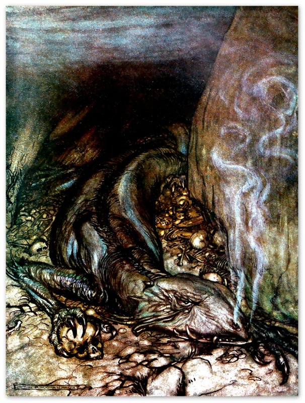 Dragon Poster - Arthur Rackham Dragon Fafnir - Arthur Rackham Print - Tolkien Inspiration - WallArtPrints4U