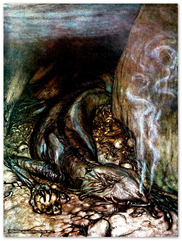 Dragon Poster - Arthur Rackham Dragon Fafnir - Arthur Rackham Print - Tolkien Inspiration - WallArtPrints4U