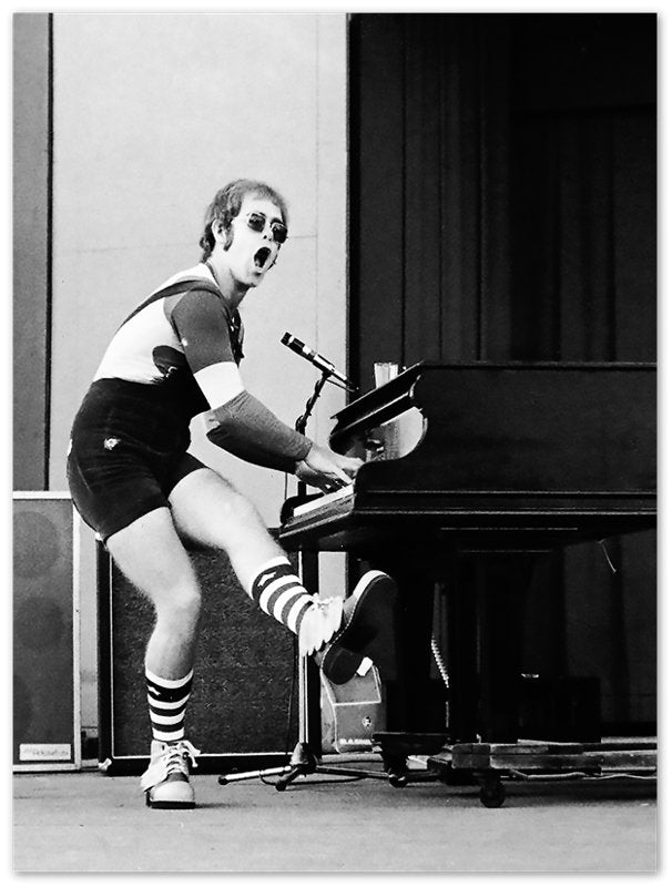 Elton John Poster, In Concert Liseberg 1970s, Vintage Photo, Elton John Print - Stencil Black & White Version - WallArtPrints4U