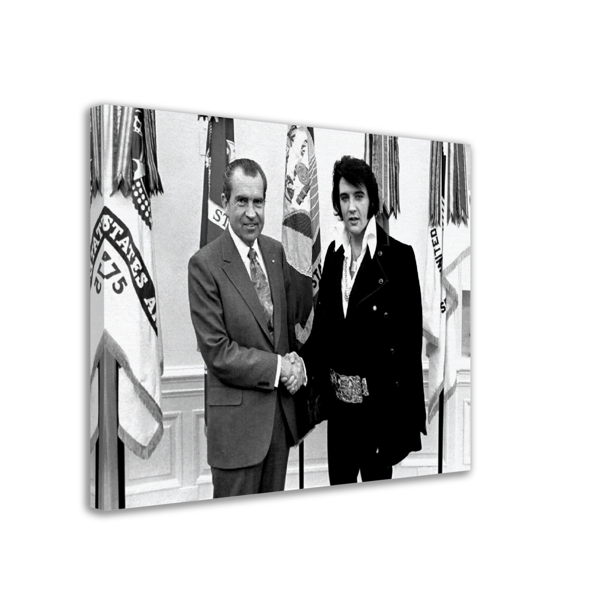 Elvis Presley Meets Nixon Canvas, Vintage Photo Portrait - Elvis Presley Canvas Print - WallArtPrints4U
