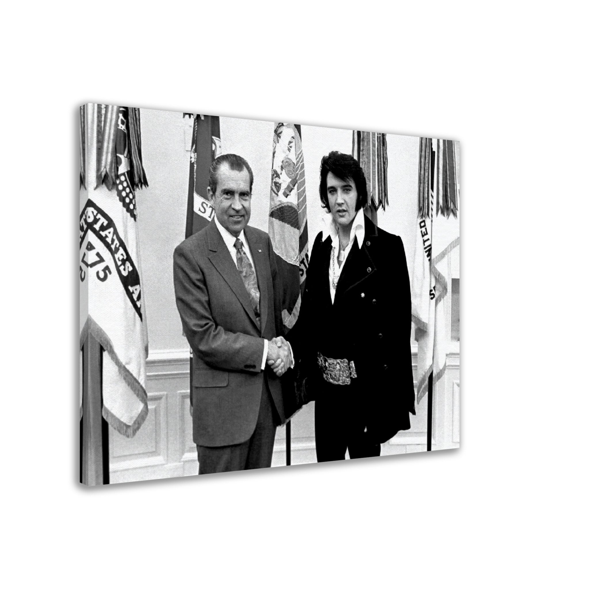 Elvis Presley Meets Nixon Canvas, Vintage Photo Portrait - Elvis Presley Canvas Print - WallArtPrints4U
