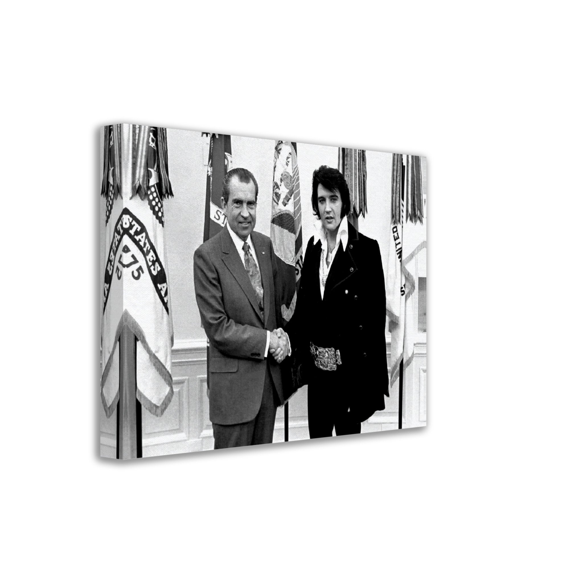 Elvis Presley Meets Nixon Canvas, Vintage Photo Portrait - Elvis Presley Canvas Print - WallArtPrints4U