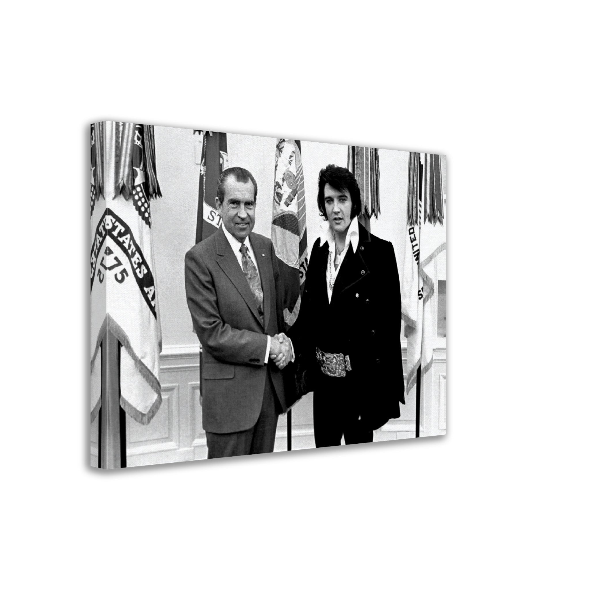 Elvis Presley Meets Nixon Canvas, Vintage Photo Portrait - Elvis Presley Canvas Print - WallArtPrints4U