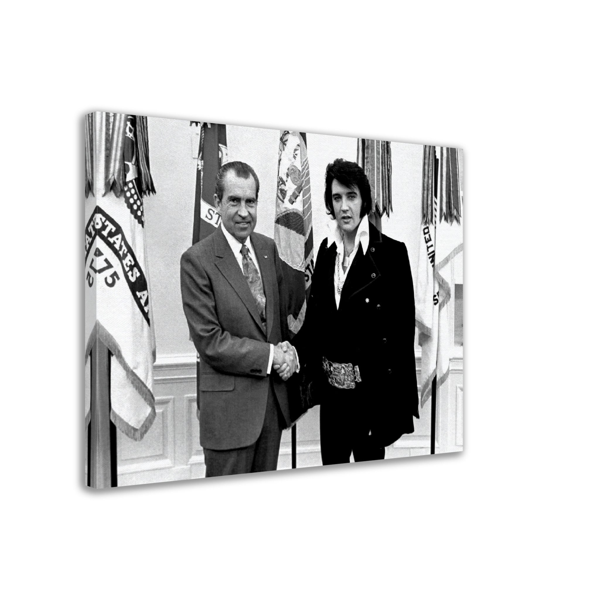 Elvis Presley Meets Nixon Canvas, Vintage Photo Portrait - Elvis Presley Canvas Print - WallArtPrints4U