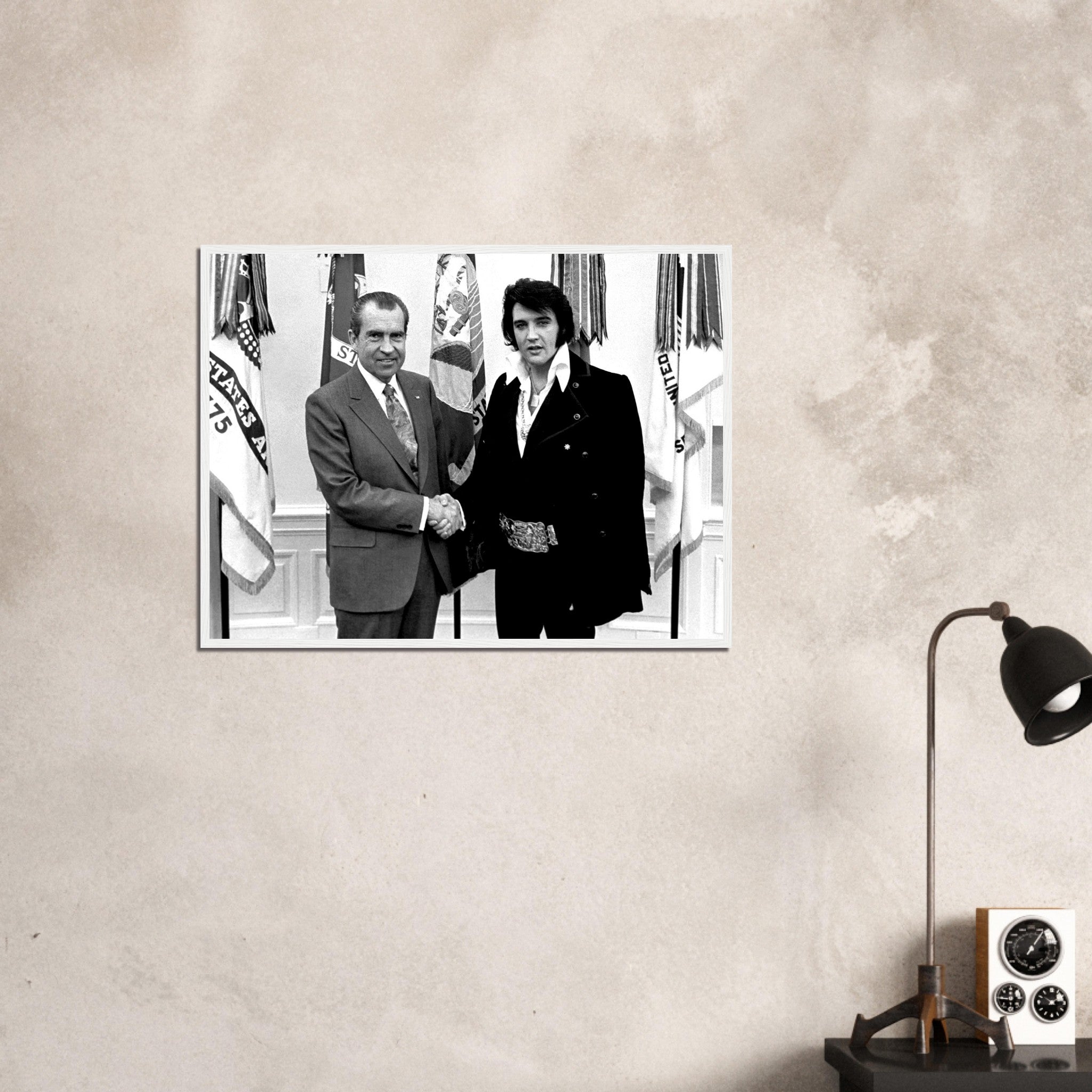 Elvis Presley Meets Nixon Framed, Vintage Photo Portrait - Elvis Presley Framed Print - WallArtPrints4U