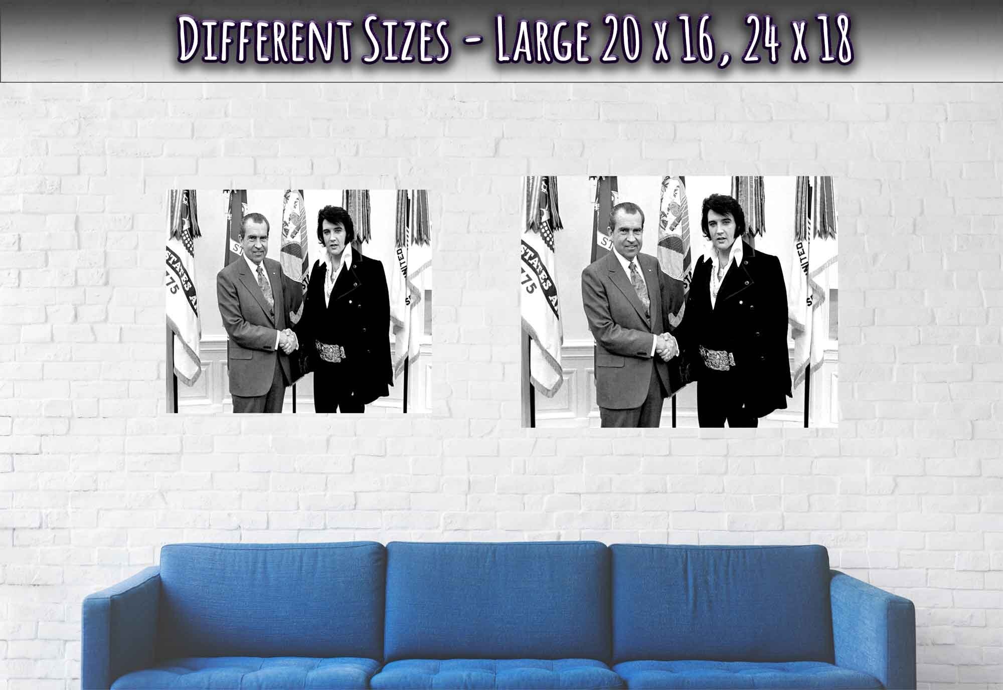 Elvis Presley Meets Nixon Poster, Vintage Photo Portrait - Elvis Presley Print - WallArtPrints4U