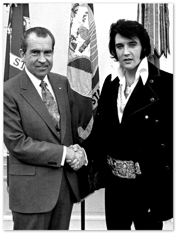 Elvis Presley Meets Nixon Poster, Vintage Photo Portrait - Elvis Presley Print - WallArtPrints4U