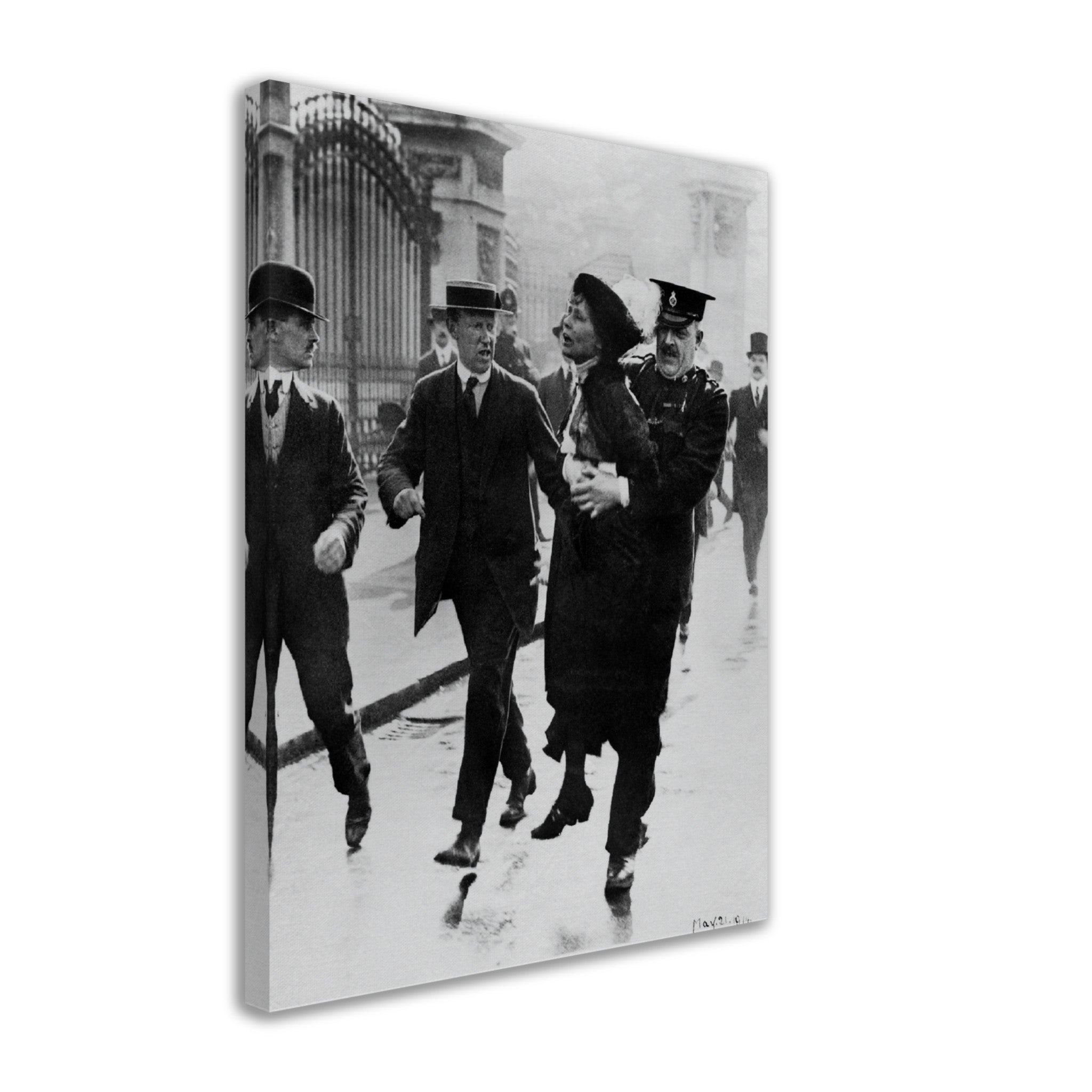 Emmeline Pankhurst Canvas, Arrested Carried By Police Officer Vintage Photo Portrait - Emmeline Pankhurst Canvas Print - WallArtPrints4U