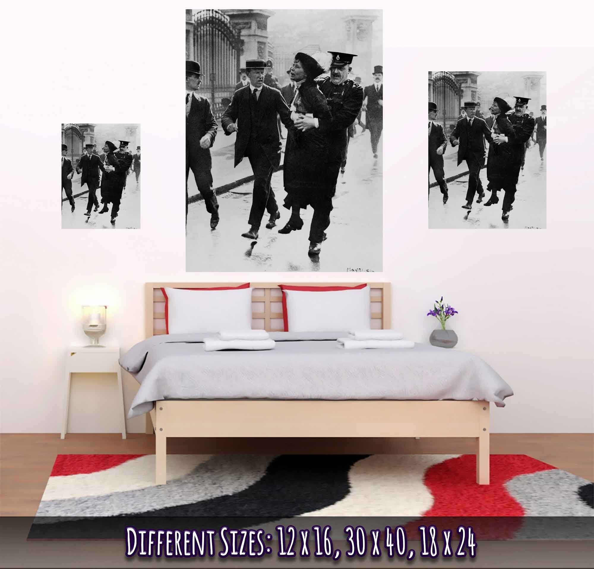 Emmeline Pankhurst Poster, Arrested Carried By Police Officer Vintage Photo Portrait - Emmeline Pankhurst Print - WallArtPrints4U