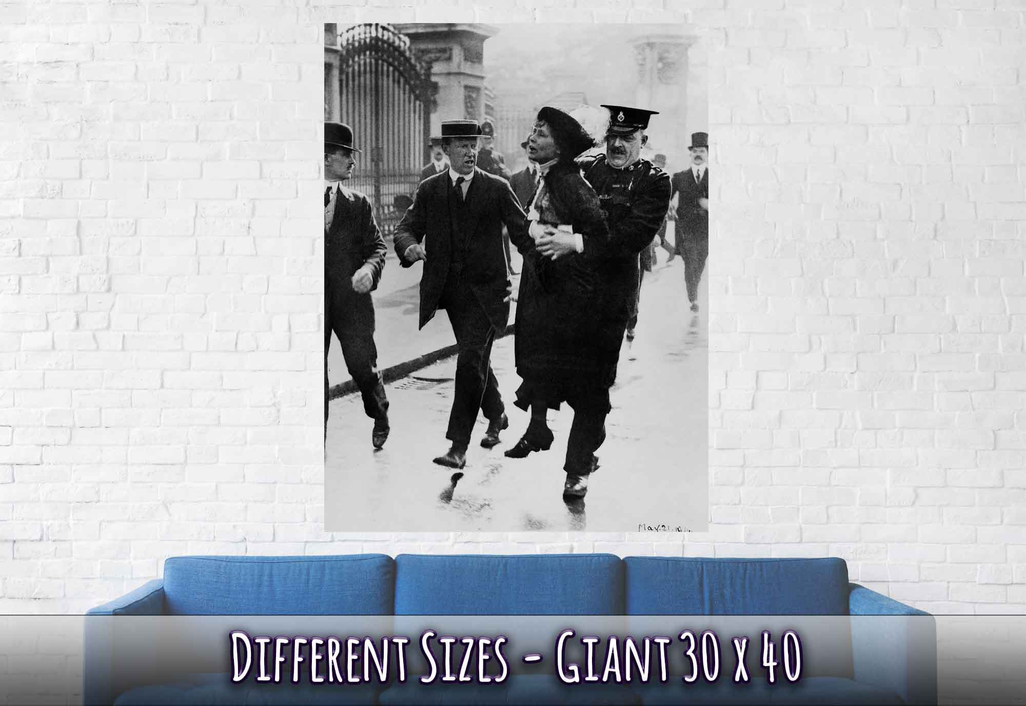 Emmeline Pankhurst Poster, Arrested Carried By Police Officer Vintage Photo Portrait - Emmeline Pankhurst Print - WallArtPrints4U