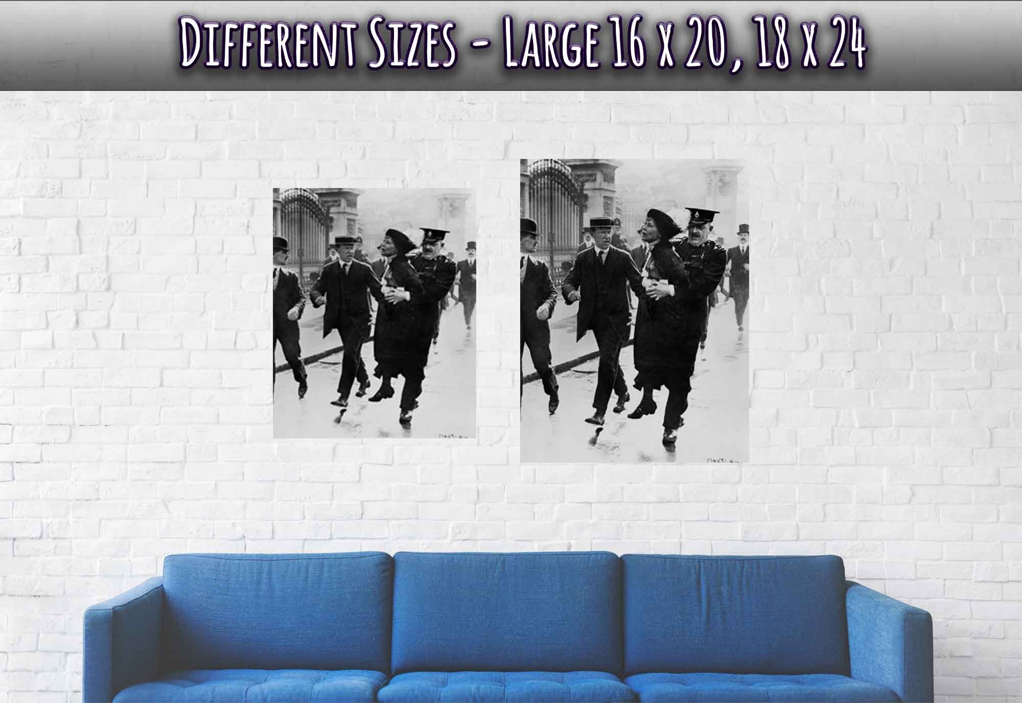 Emmeline Pankhurst Poster, Arrested Carried By Police Officer Vintage Photo Portrait - Emmeline Pankhurst Print - WallArtPrints4U