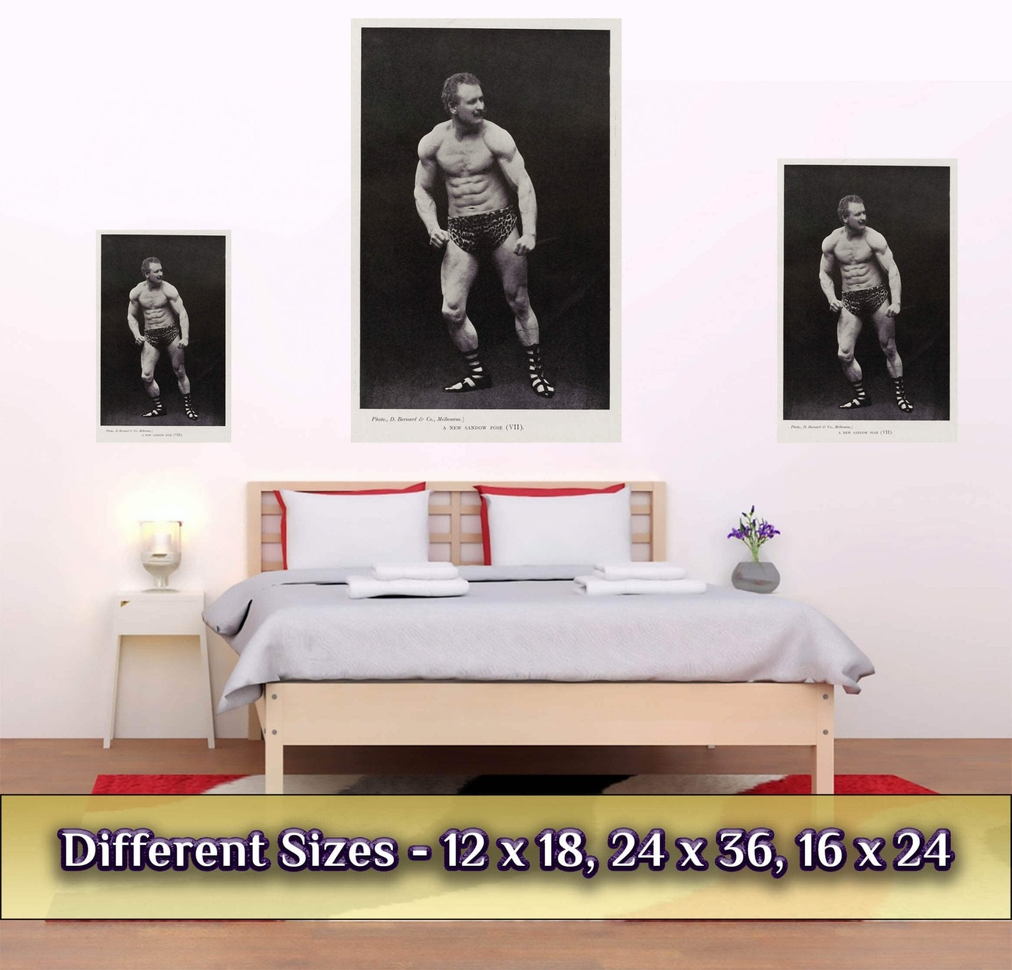 Eugen Sandow Poster, Victorian Bodybuilder, Vintage Photo Eugen Sandow Print - Victorian Strongman Beefcake - WallArtPrints4U