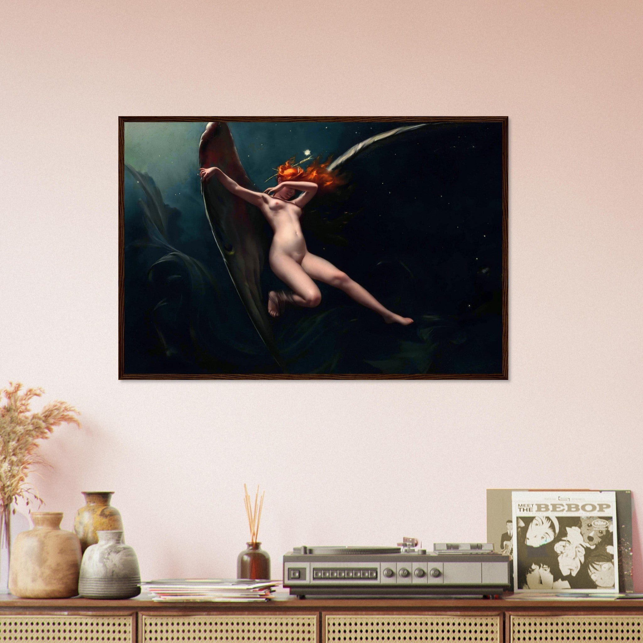 Fairy Framed Print, Fairy Under Starry Skies Luis Ricardo Falero - Nude Fairy Framed - WallArtPrints4U