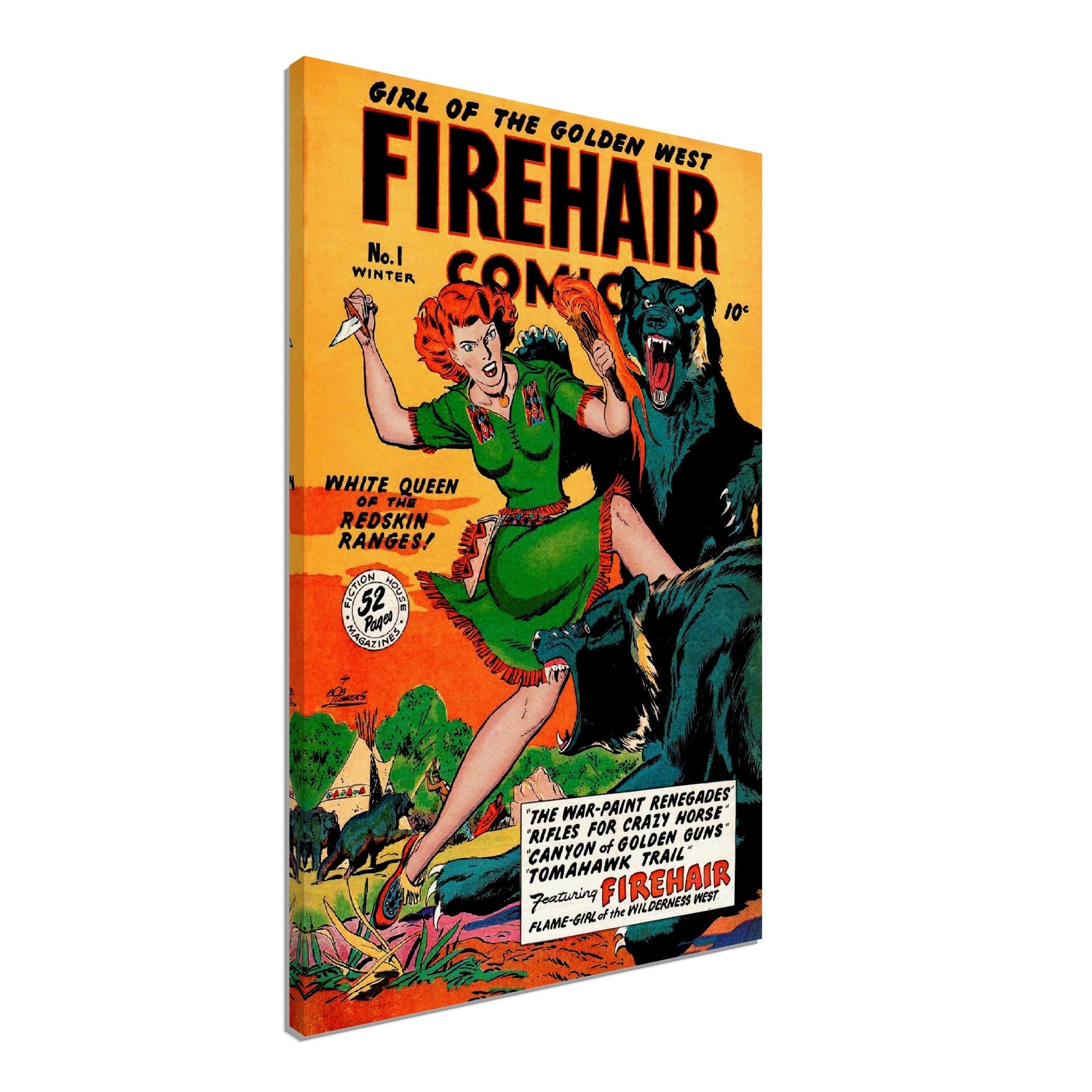 Firehair Comic Girl Canvas Print No 1 - Vintage Comic Canvas From 1948 - WallArtPrints4U