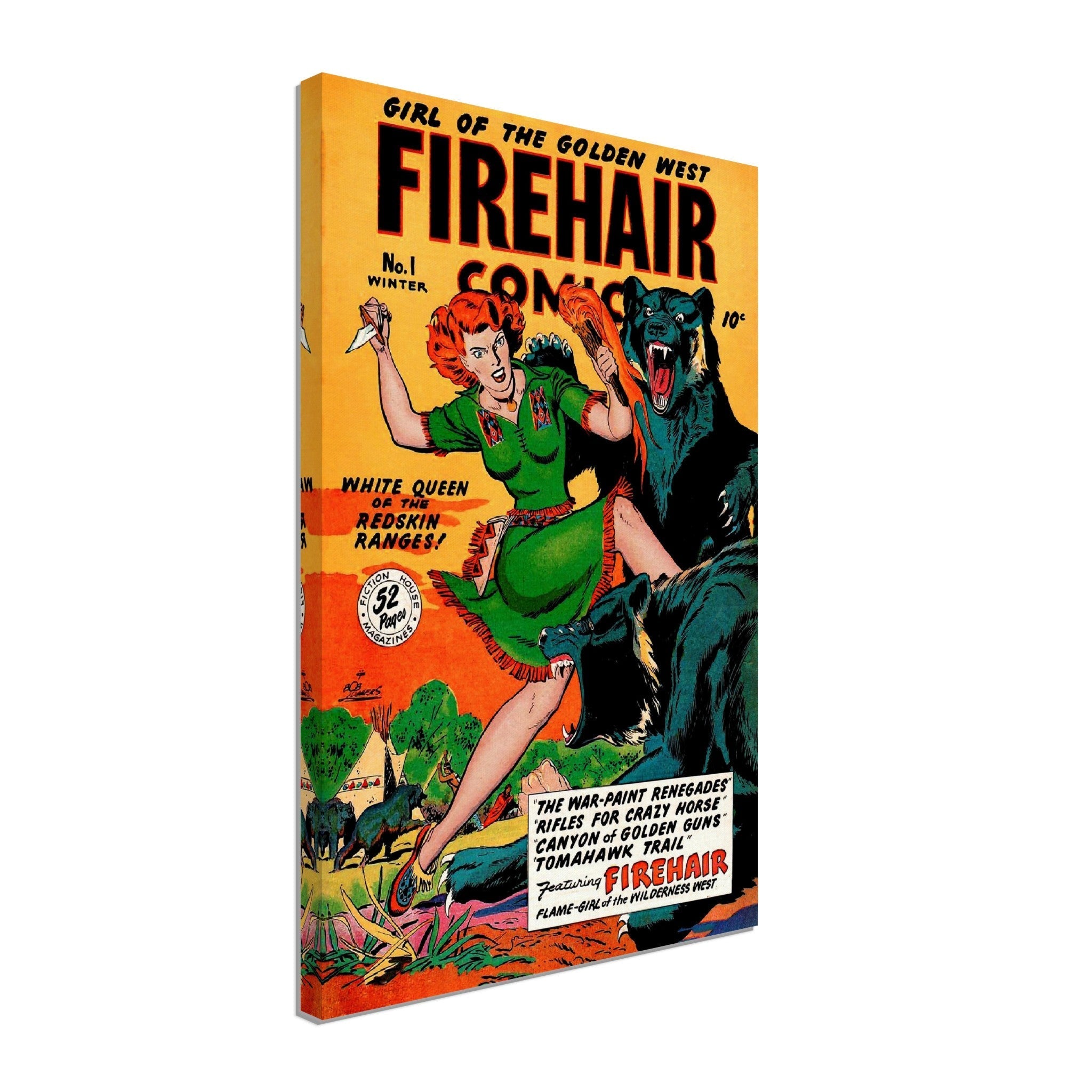 Firehair Comic Girl Canvas Print No 1 - Vintage Comic Canvas From 1948 - WallArtPrints4U