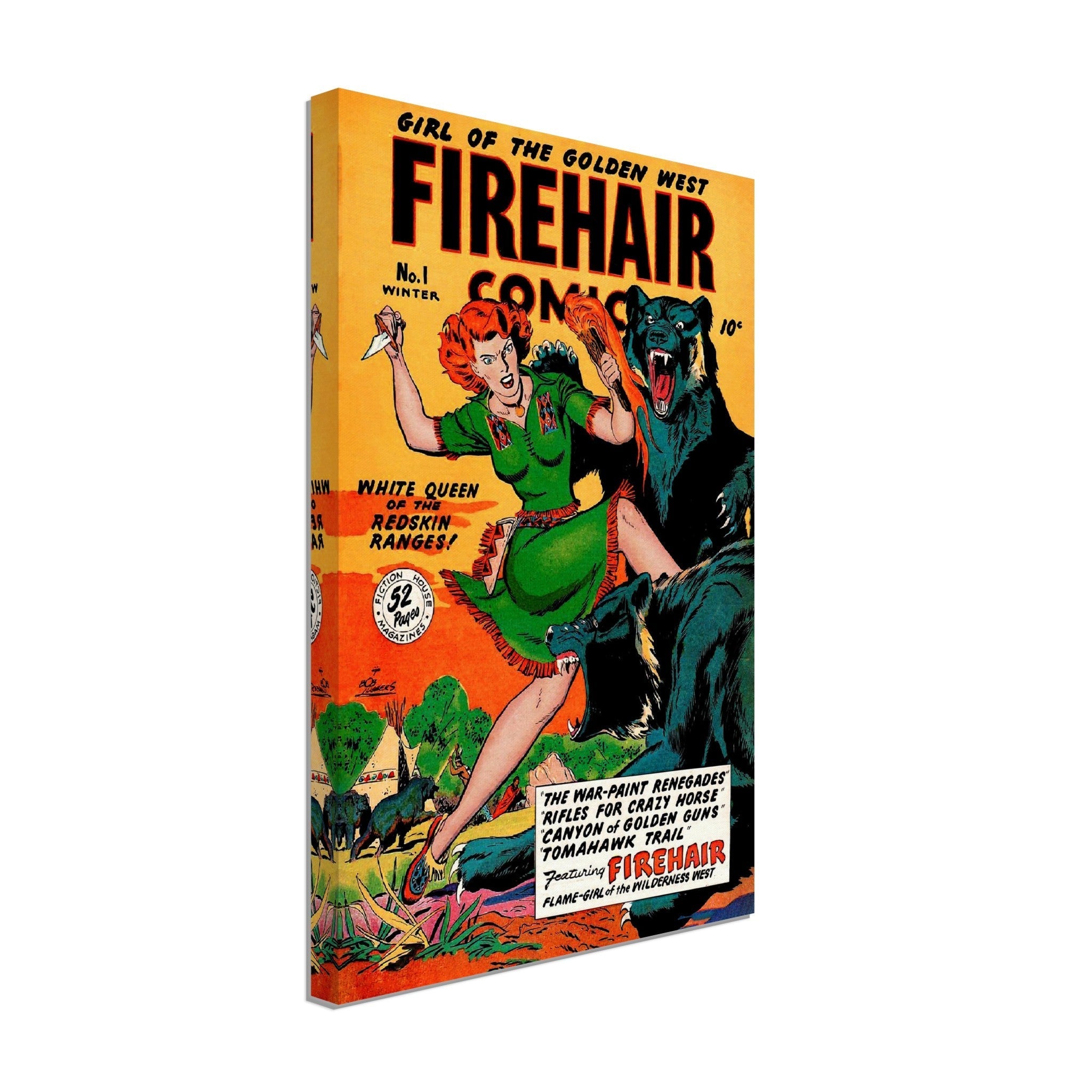 Firehair Comic Girl Canvas Print No 1 - Vintage Comic Canvas From 1948 - WallArtPrints4U