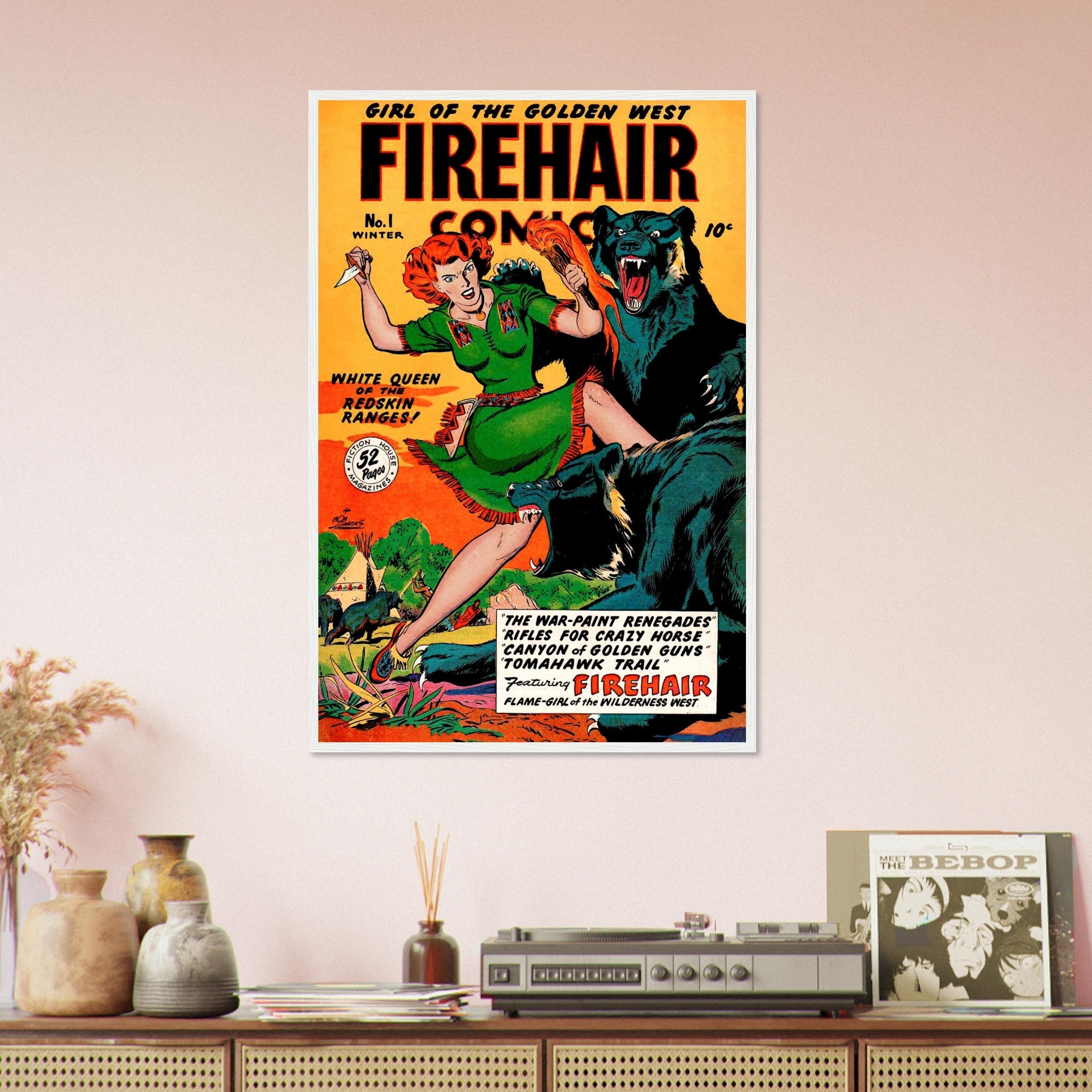Firehair Comic Girl Framed Print No 1 - Vintage Comic Framed From 1948 - WallArtPrints4U