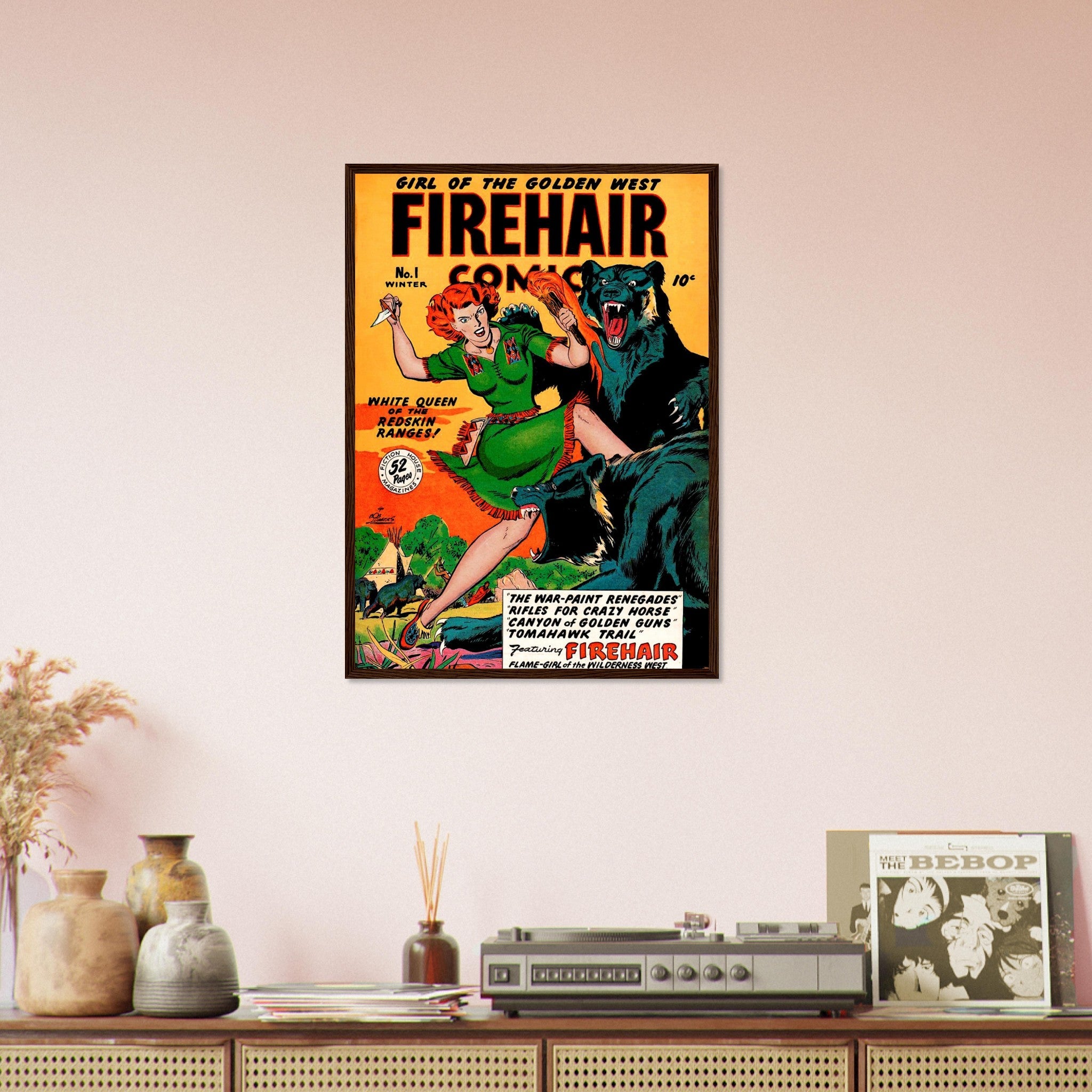 Firehair Comic Girl Framed Print No 1 - Vintage Comic Framed From 1948 - WallArtPrints4U