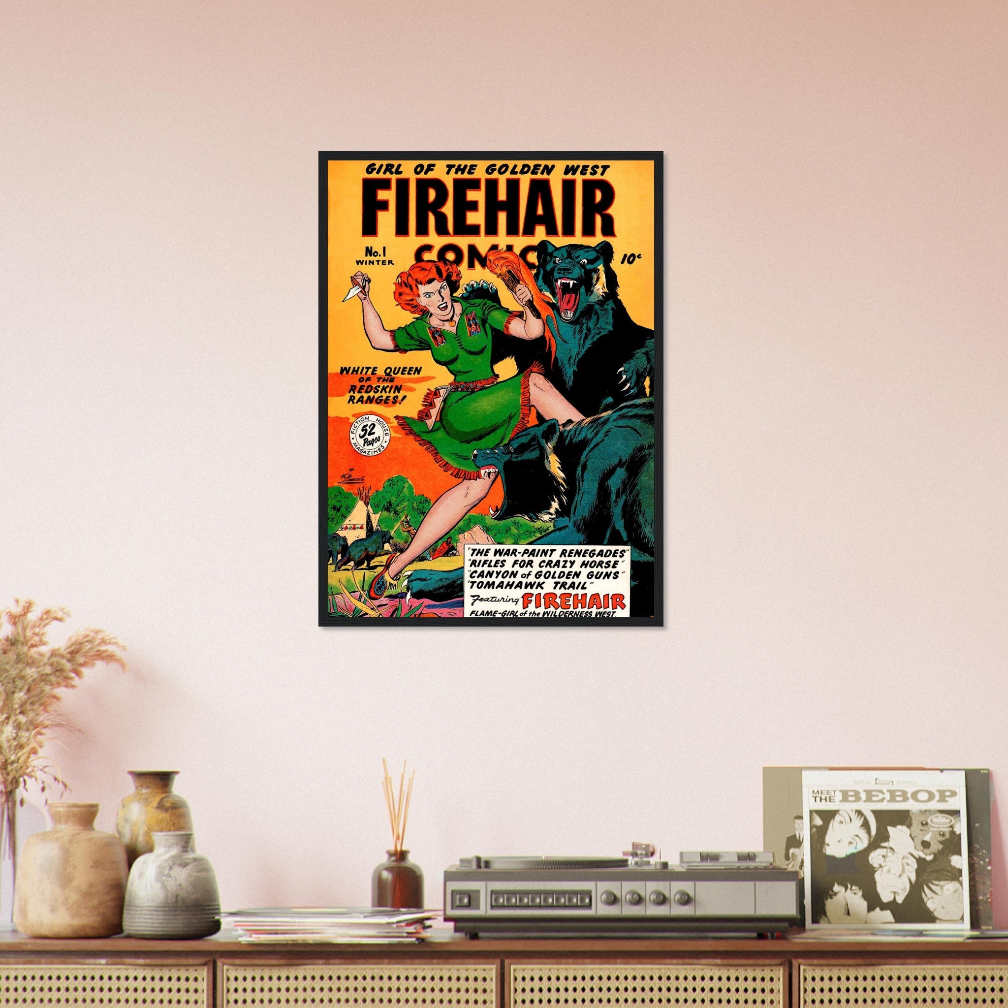 Firehair Comic Girl Framed Print No 1 - Vintage Comic Framed From 1948 - WallArtPrints4U