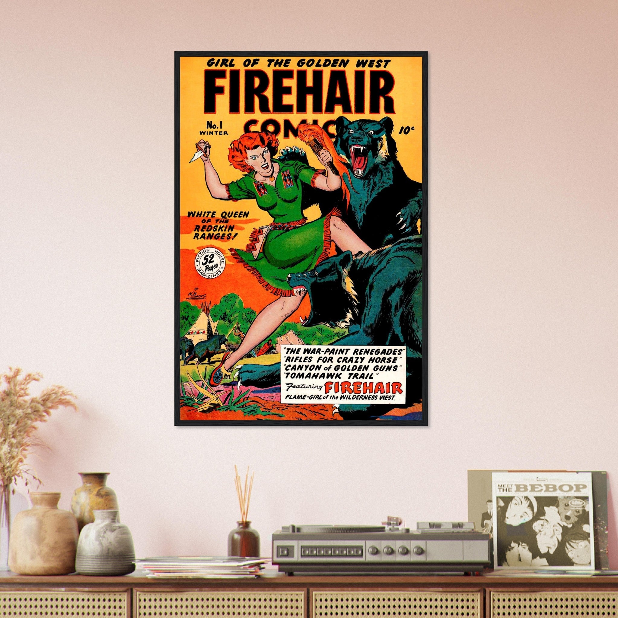 Firehair Comic Girl Framed Print No 1 - Vintage Comic Framed From 1948 - WallArtPrints4U