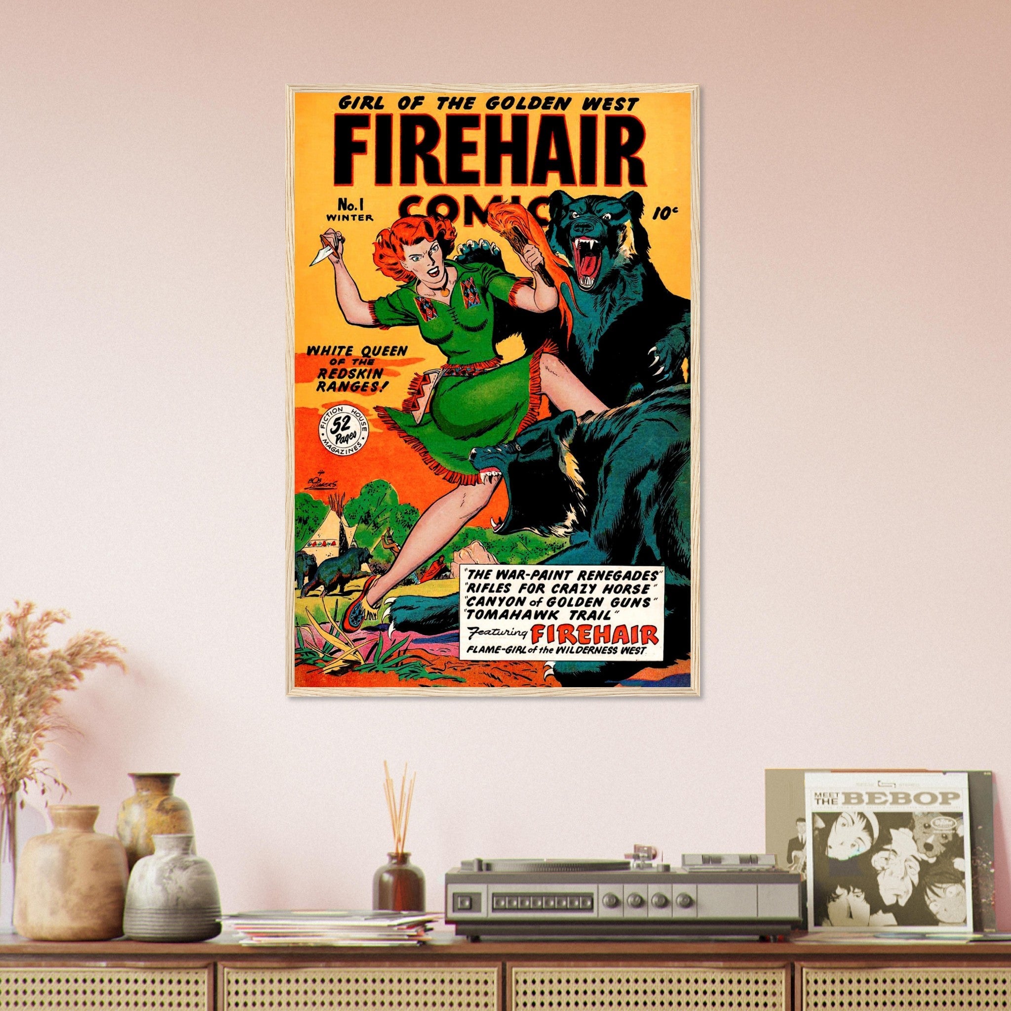 Firehair Comic Girl Framed Print No 1 - Vintage Comic Framed From 1948 - WallArtPrints4U