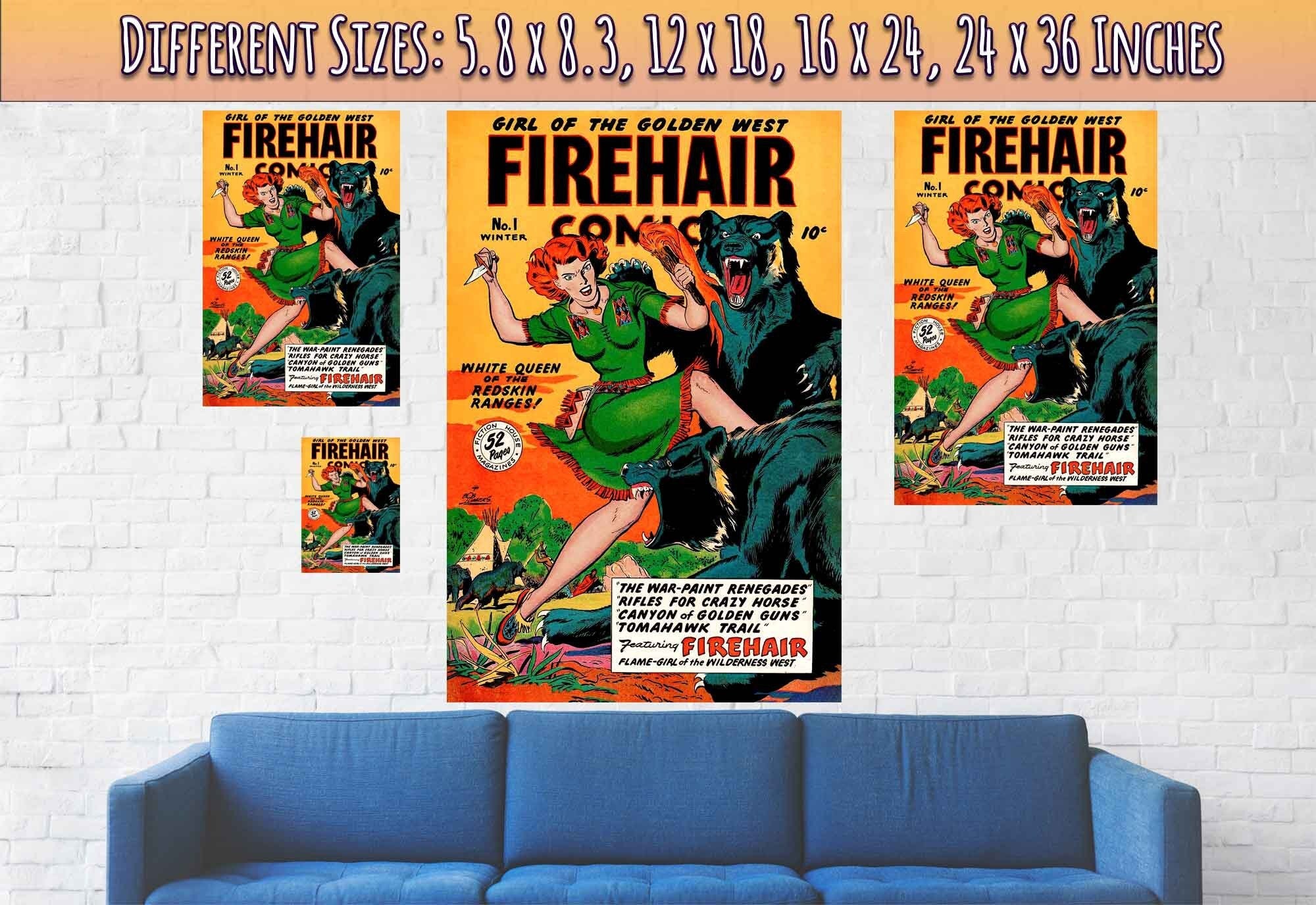 Firehair Comic Girl Poster Print No 1 - Vintage Comic Poster From 1948 - WallArtPrints4U