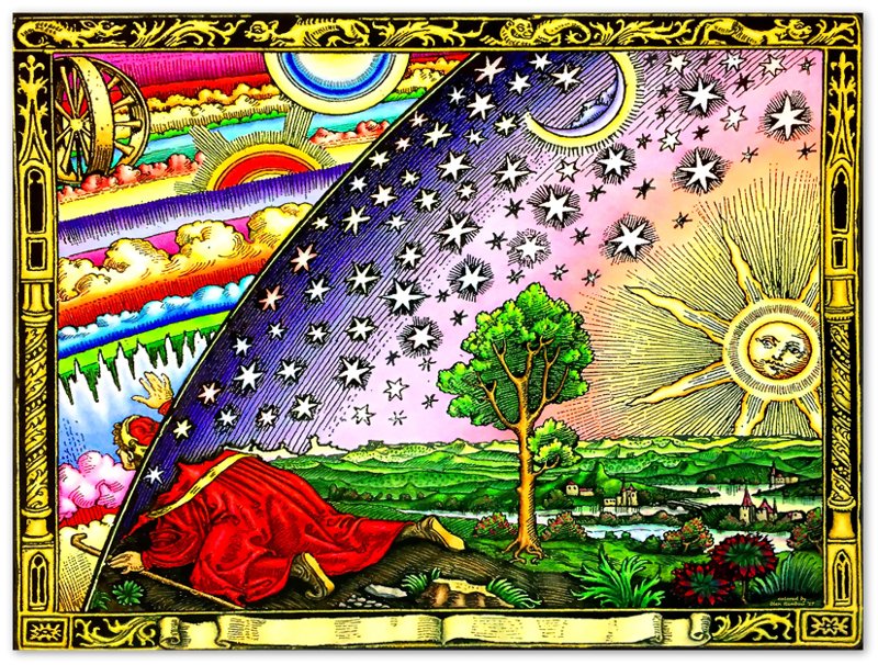 Flammarion Poster Flat Earth Poster - Traveller Puts Head Through The Firmament On The Edge Of The World - WallArtPrints4U