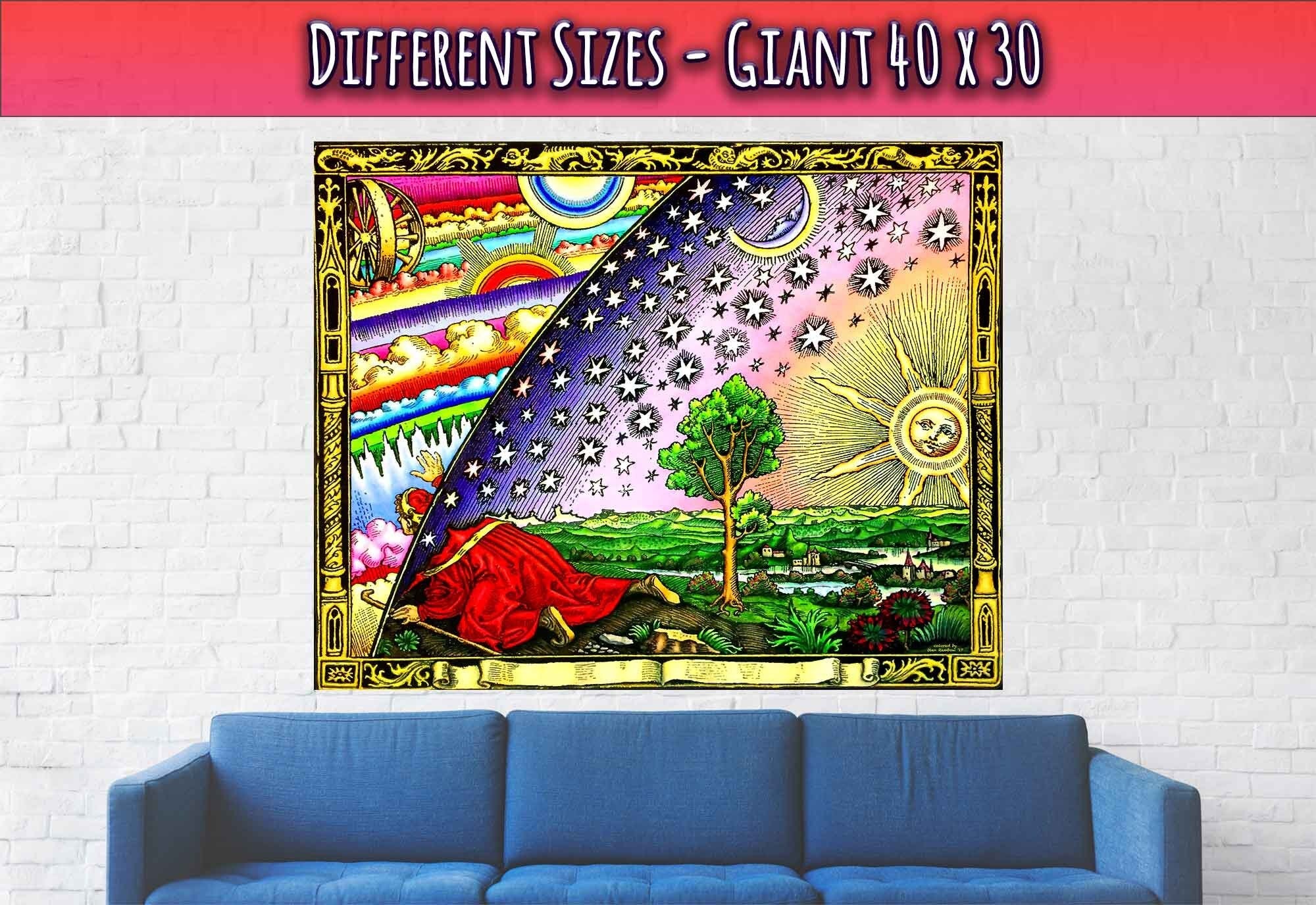 Flammarion Poster Flat Earth Poster - Traveller Puts Head Through The Firmament On The Edge Of The World - WallArtPrints4U