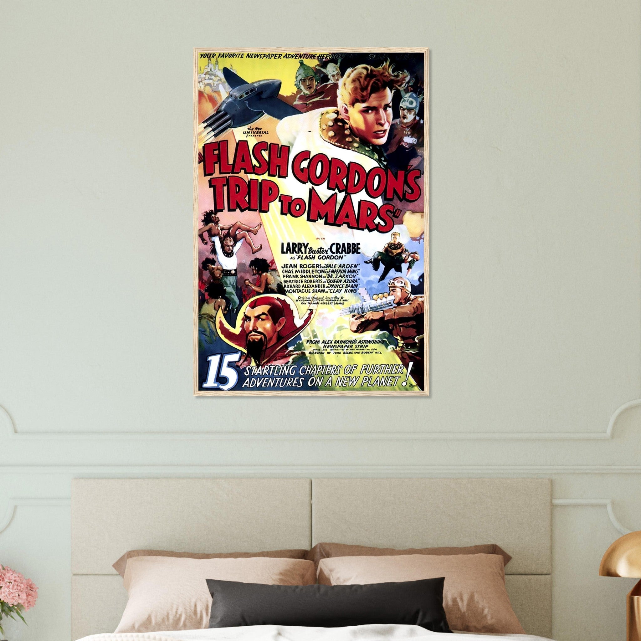 Flash Gordon Framed Print , Vintage Movie 1938 Framed Film Art Print - Larry Buster Crabbe, Jean Rogers - WallArtPrints4U