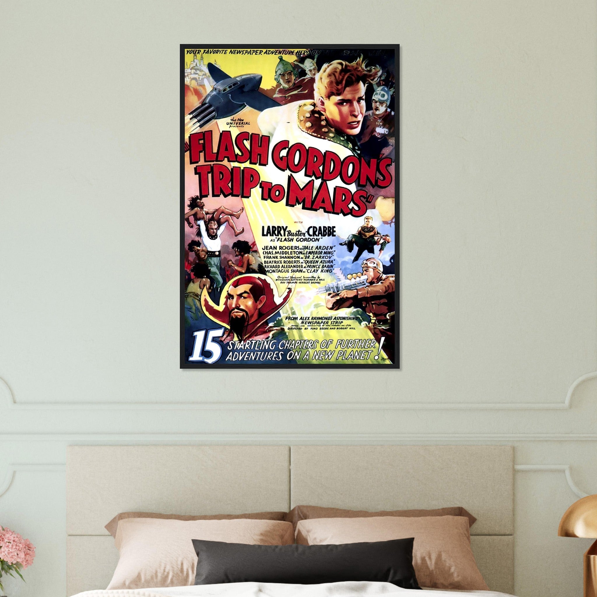 Flash Gordon Framed Print , Vintage Movie 1938 Framed Film Art Print - Larry Buster Crabbe, Jean Rogers - WallArtPrints4U