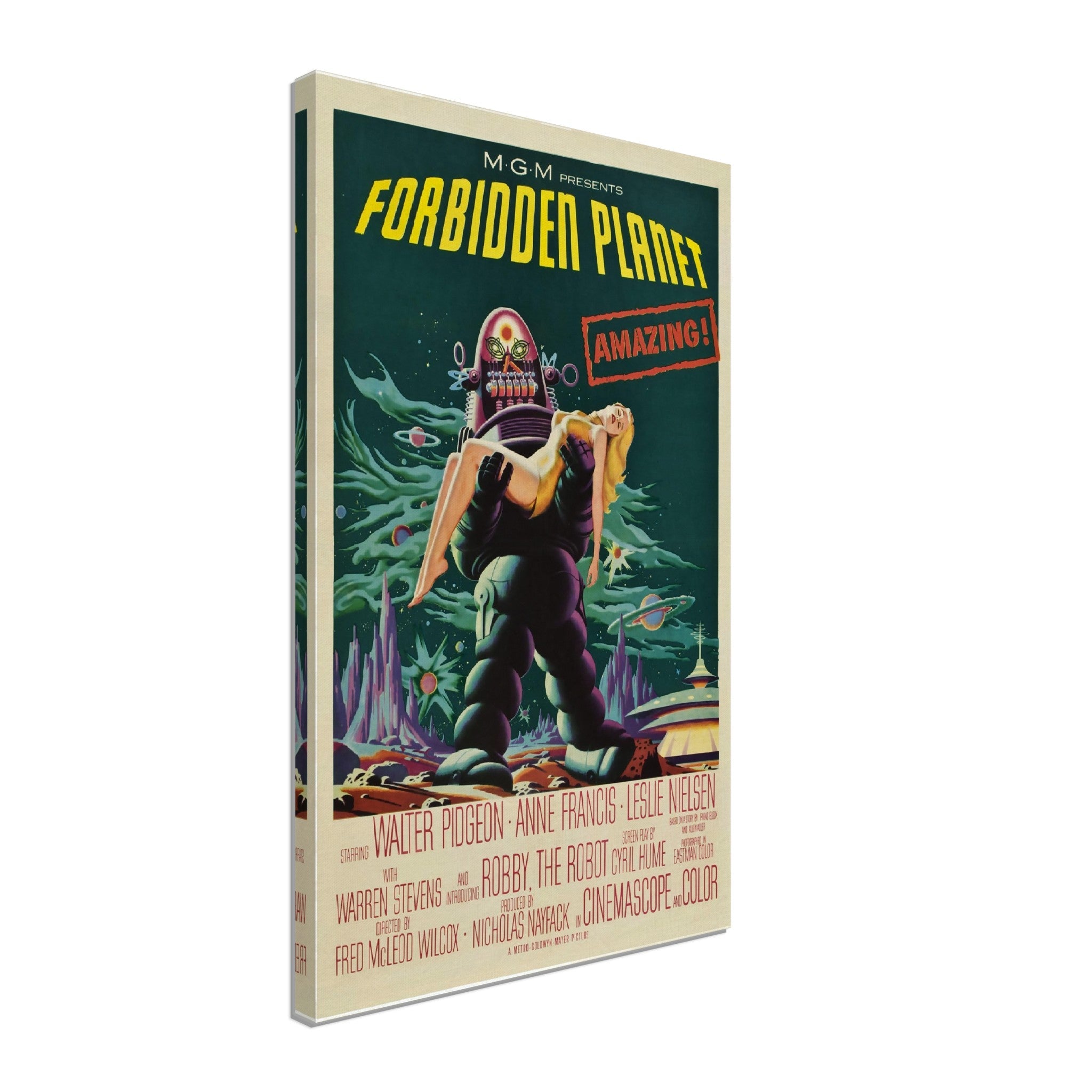 Forbidden Planet Canvas, Vintage Movie Canvas 1956 Canvas Art - Walter Pidgeon - Anne Francis - Leslie Nielsen - WallArtPrints4U