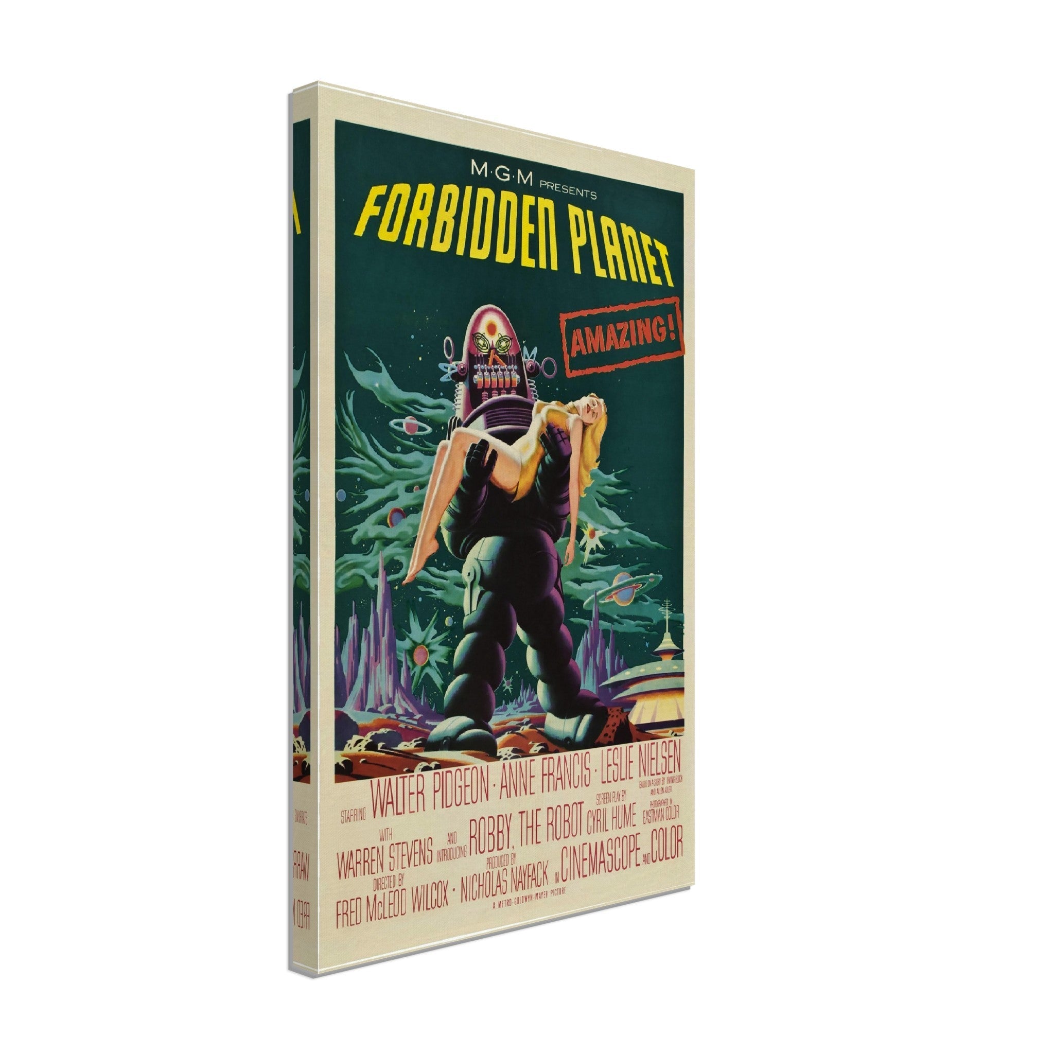 Forbidden Planet Canvas, Vintage Movie Canvas 1956 Canvas Art - Walter Pidgeon - Anne Francis - Leslie Nielsen - WallArtPrints4U