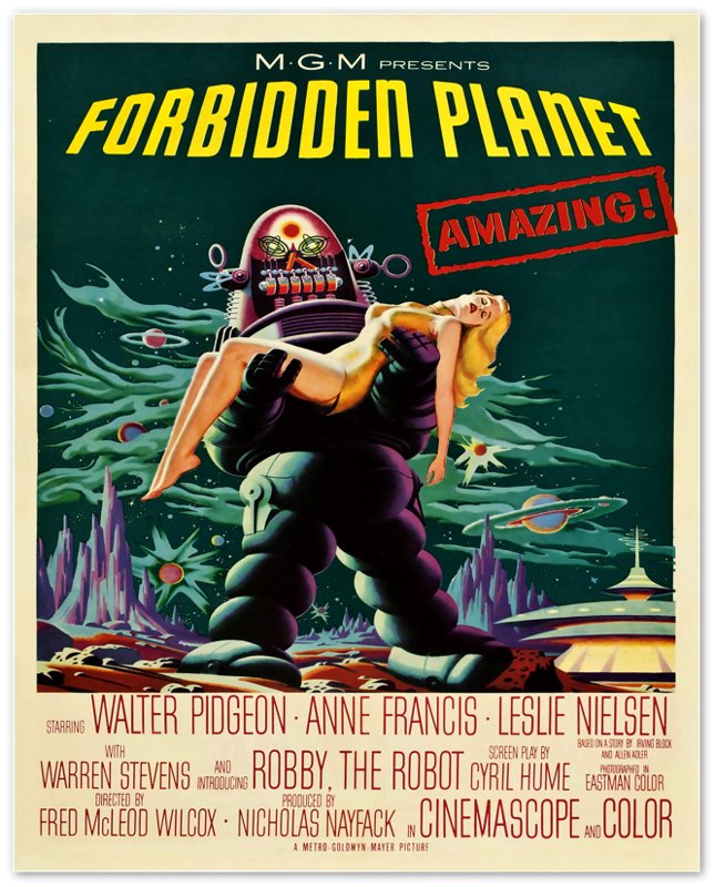 Forbidden Planet Poster, Vintage Movie Poster 1956 Poster Art - Walter Pidgeon - Anne Francis - Leslie Nielsen - WallArtPrints4U