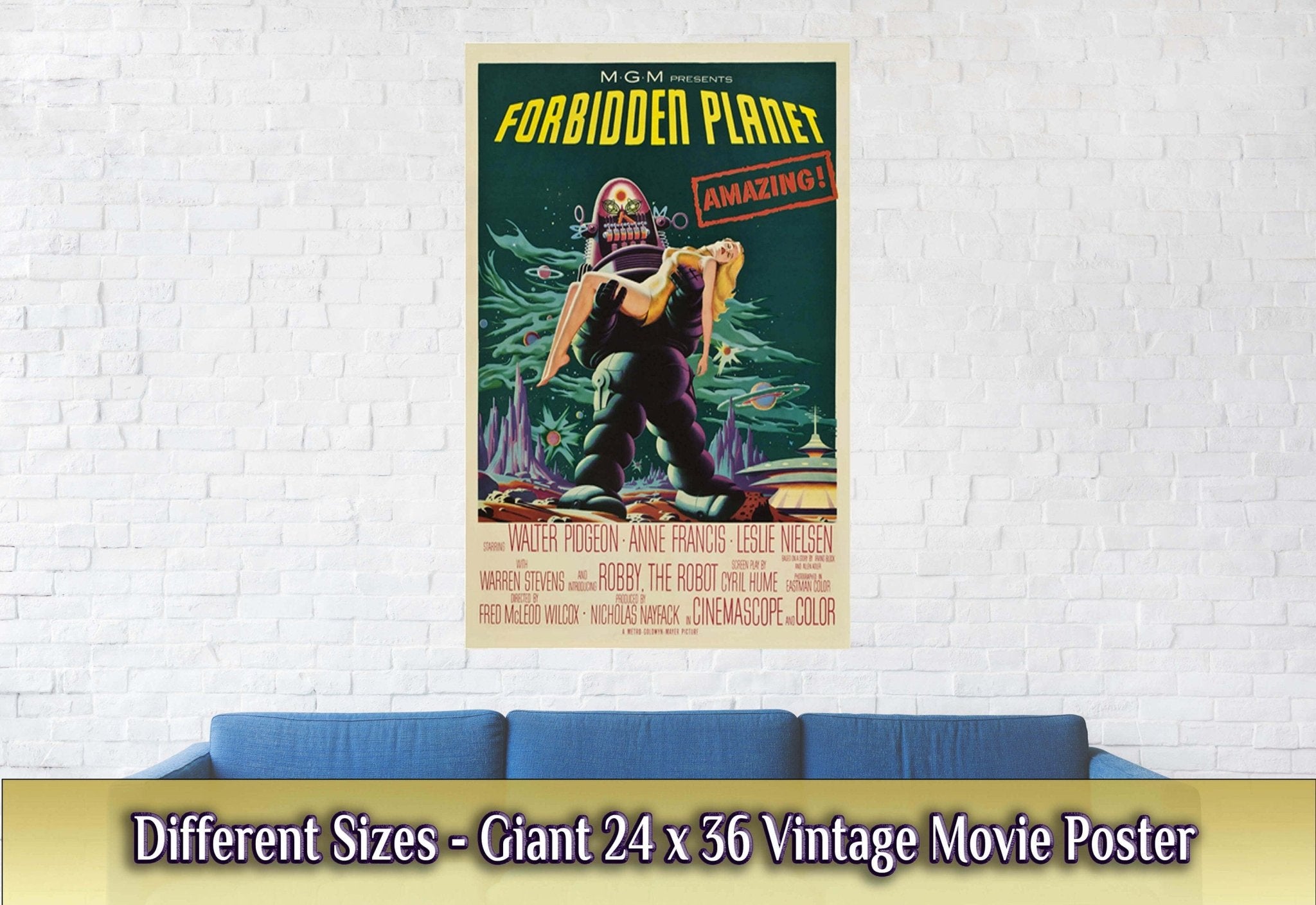 Forbidden Planet Poster, Vintage Movie Poster 1956 Poster Art - Walter Pidgeon - Anne Francis - Leslie Nielsen - WallArtPrints4U