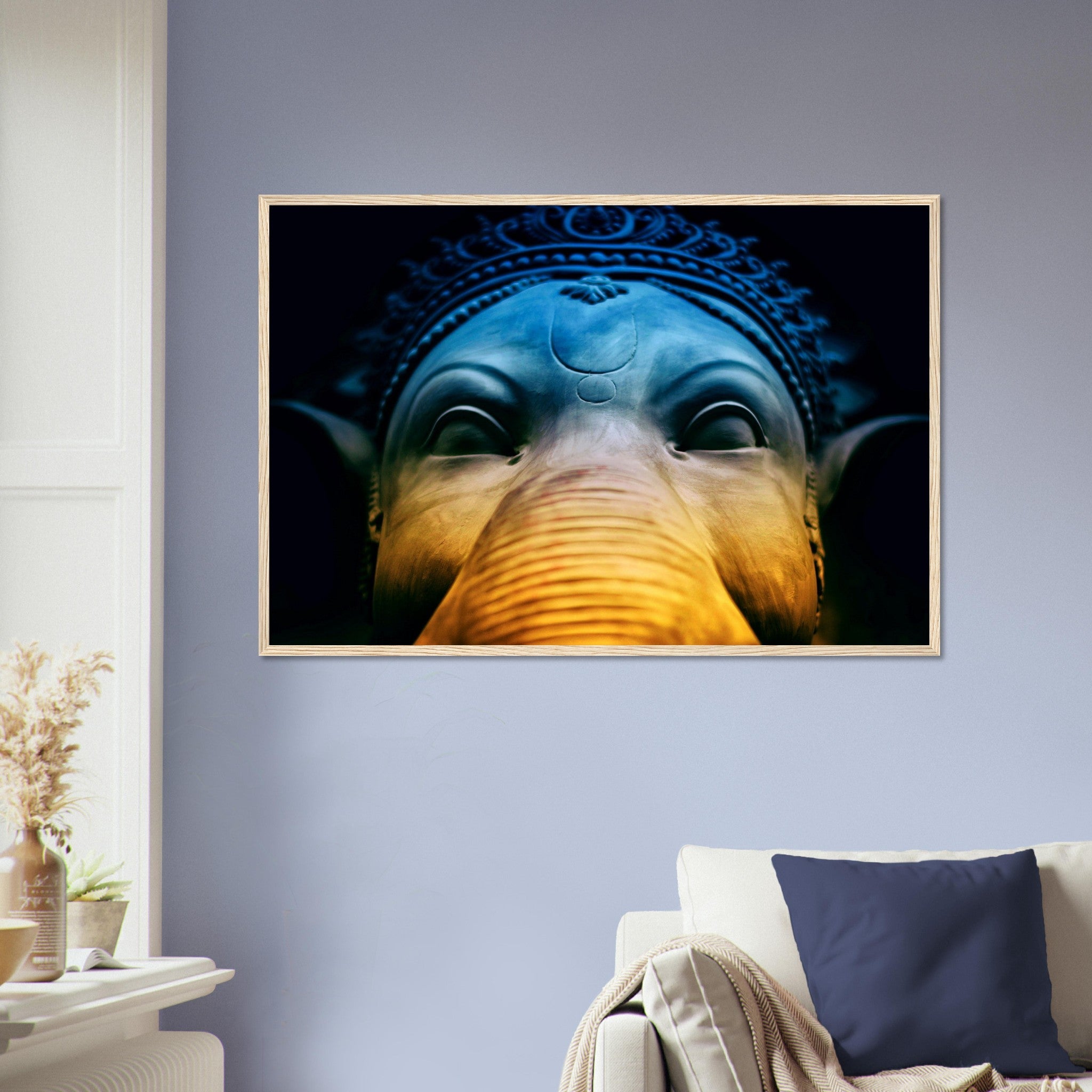 Ganesha Framed Print, Hindu God Of Success, Wisdom, Ganesha Statue Sculpture Print, Remover Of Obstacles - WallArtPrints4U