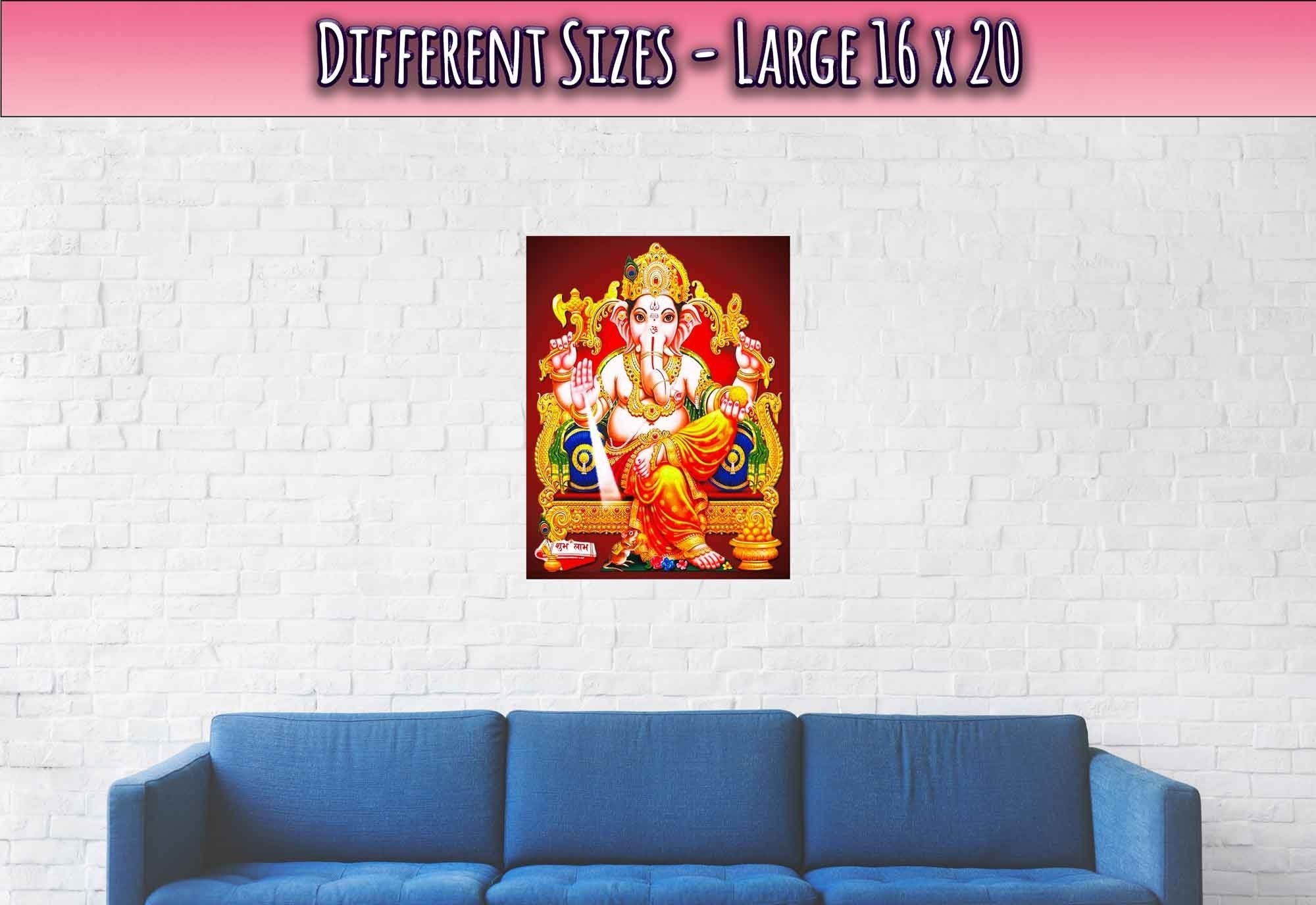 Ganesha Poster, Hindu God Of Success, Wisdom - Ganesha Print - Remover Of Obstacles, Ganesha Mantra Meditation - WallArtPrints4U