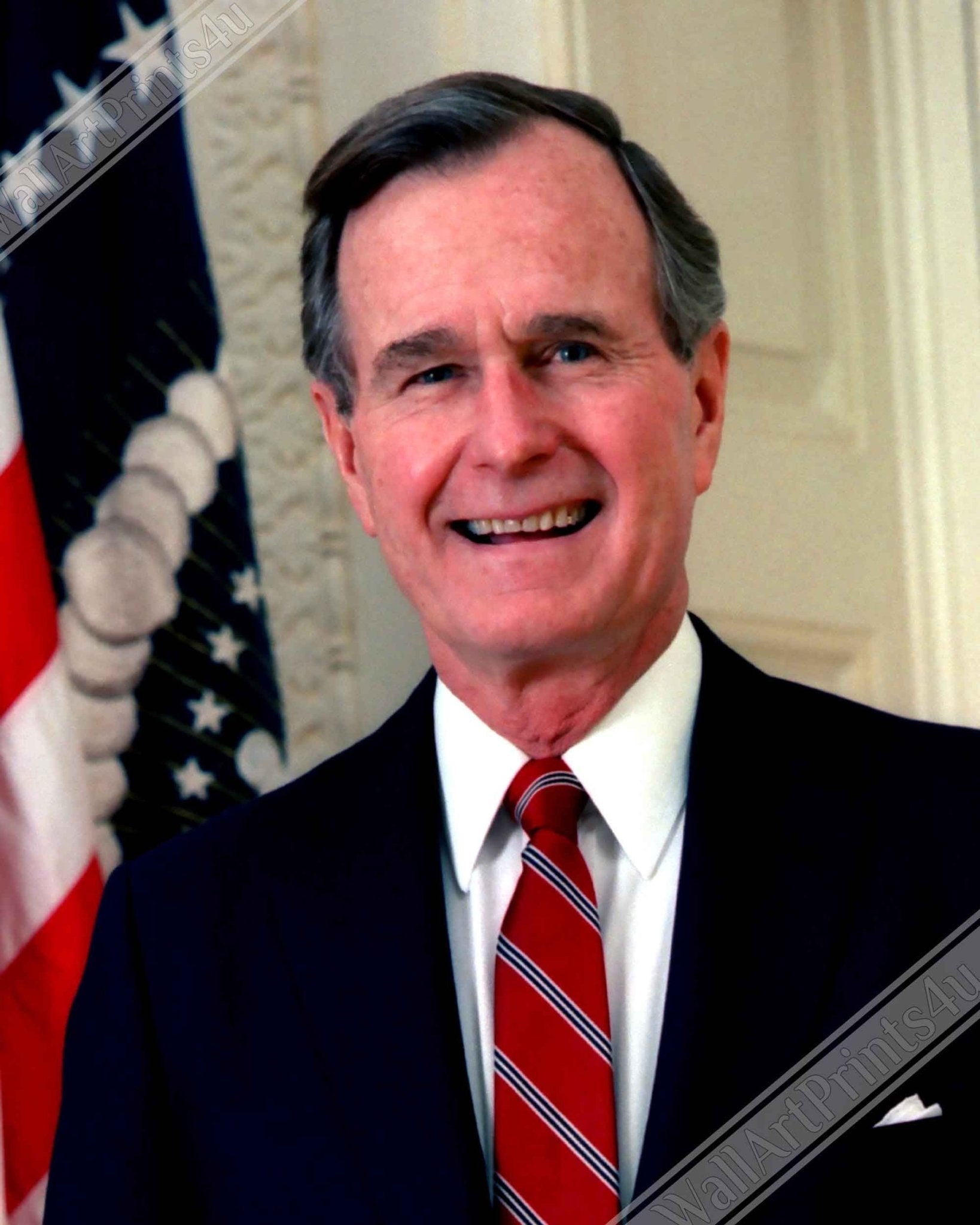 George H Bush Canvas, 41st President Of These United States, Vintage Photo Portrait - George H Bush Canvas Print - WallArtPrints4U