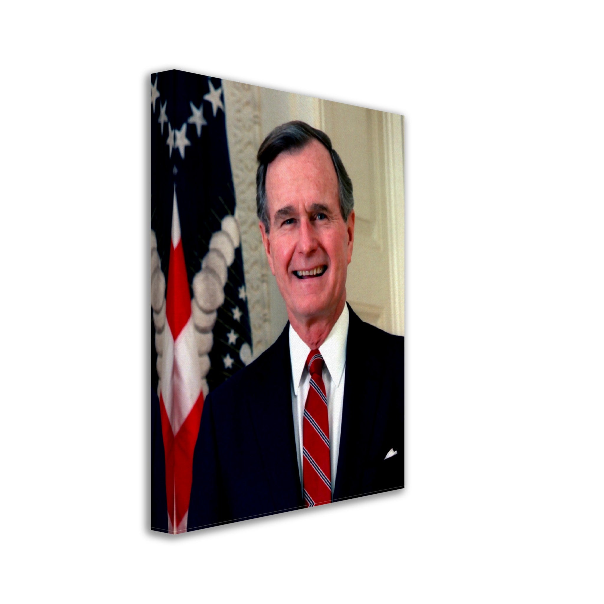 George H Bush Canvas, 41st President Of These United States, Vintage Photo Portrait - George H Bush Canvas Print - WallArtPrints4U