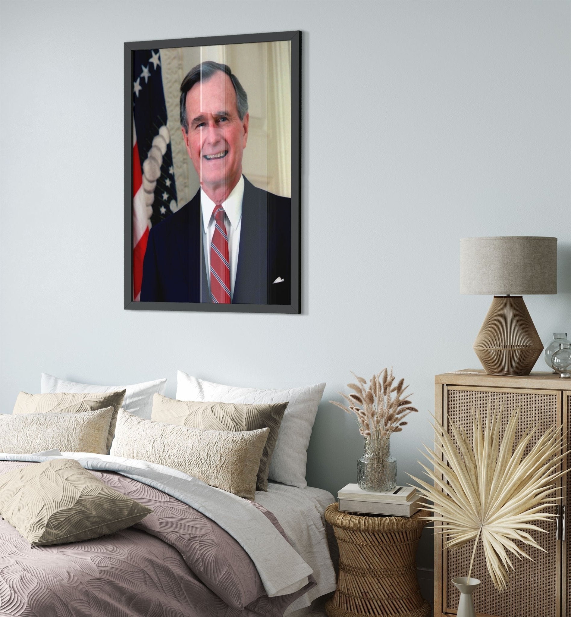 George H Bush Framed, 41st President Of These United States, Vintage Photo Portrait - George H Bush Framed Print UK, EU USA Domestic Shipping - WallArtPrints4U
