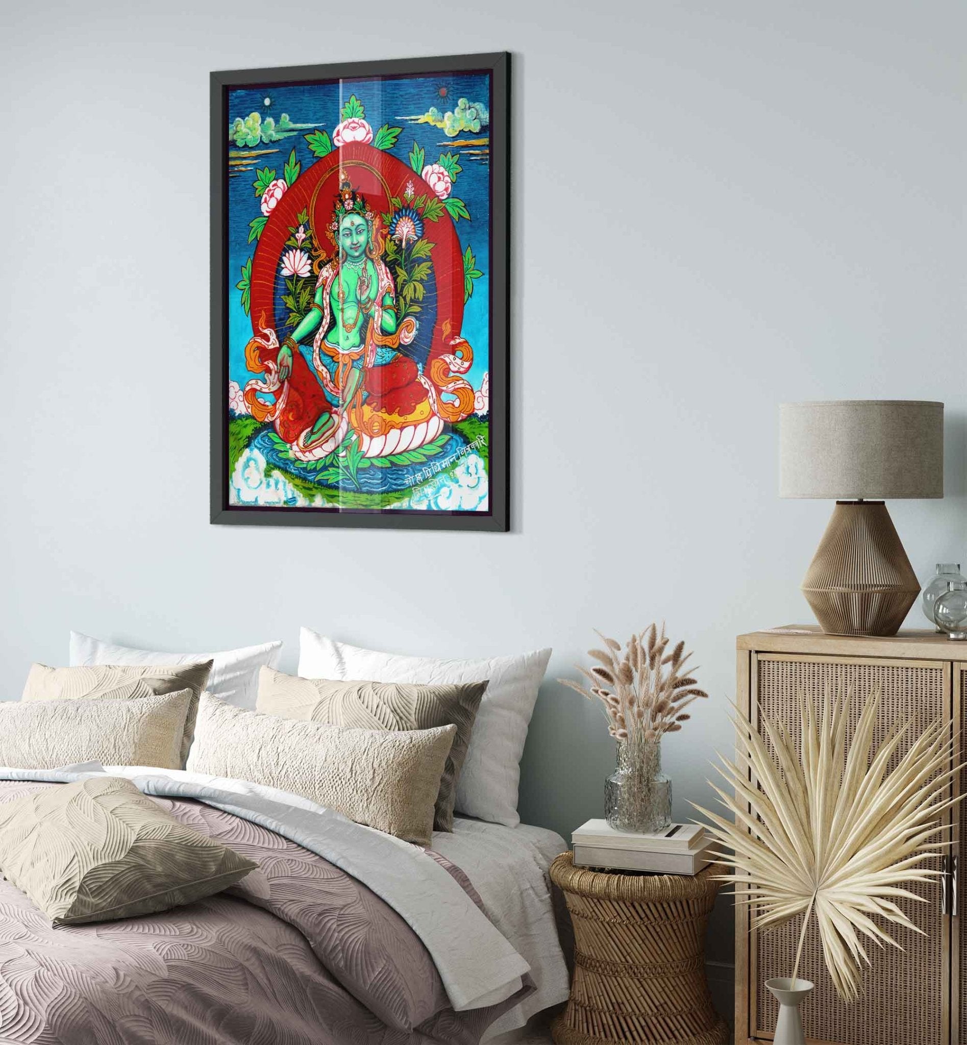 Goddess Tara Framed, Mother Of All Buddhas, Tibetan Goddess Green Tara Framed Print, Goddess Tara Mantra Meditation - WallArtPrints4U
