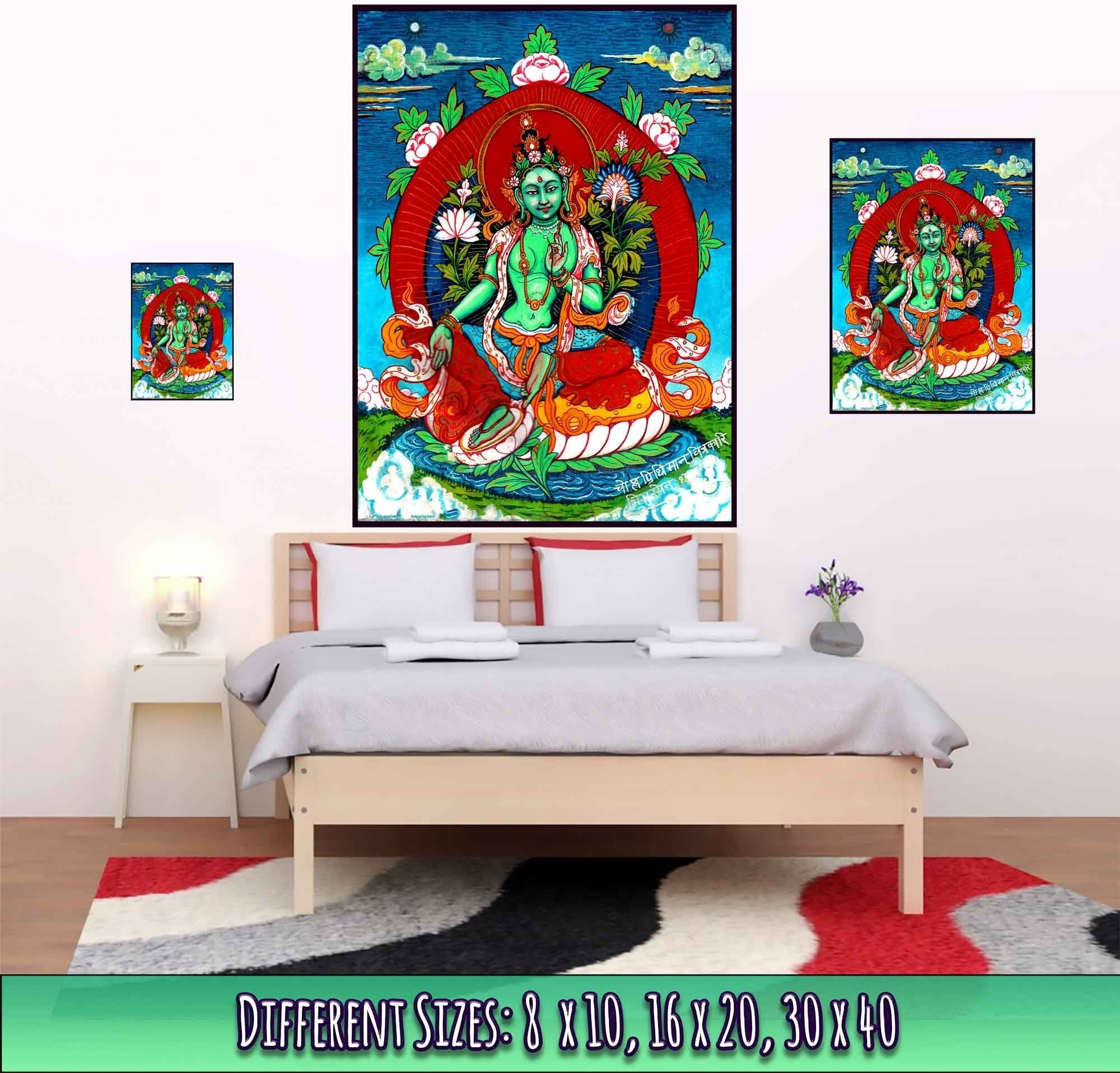 Goddess Tara Poster, Mother Of All Buddhas, Tibetan Goddess Green Tara Print, Goddess Tara Mantra Meditation - WallArtPrints4U