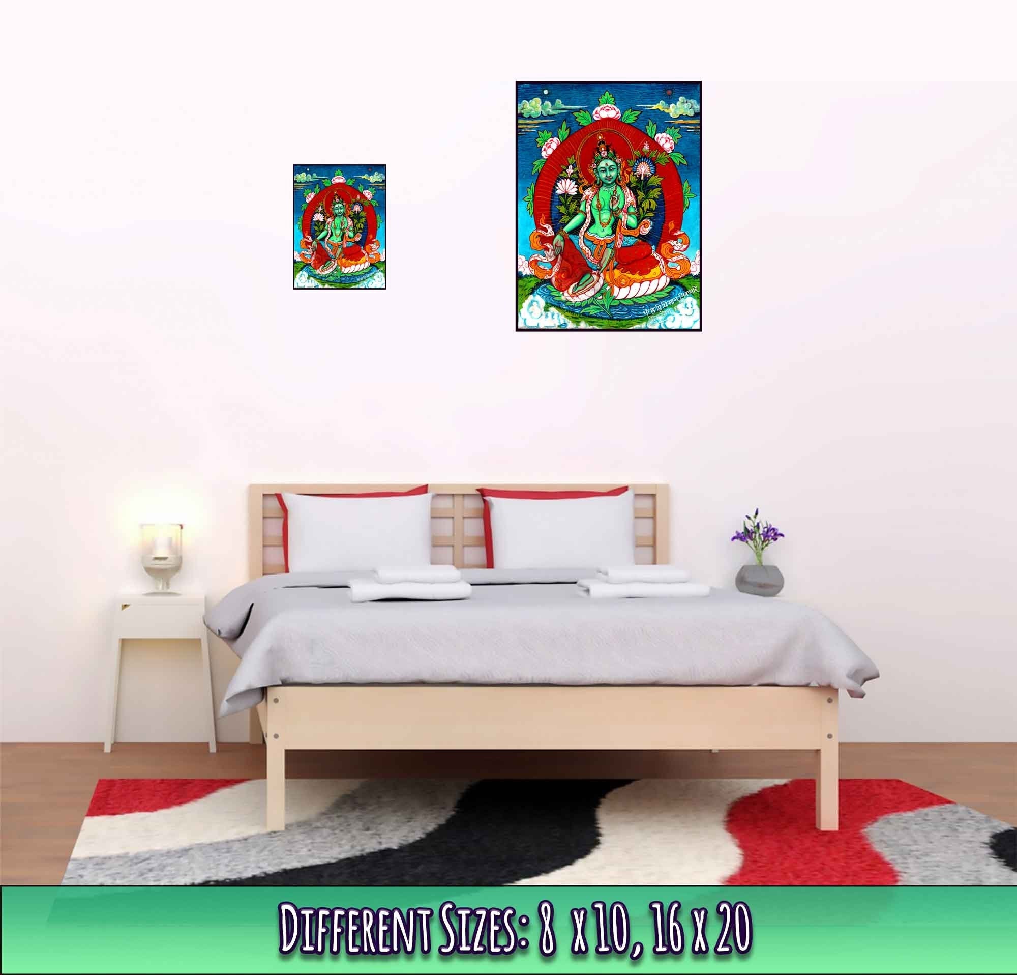 Goddess Tara Poster, Mother Of All Buddhas, Tibetan Goddess Green Tara Print, Goddess Tara Mantra Meditation - WallArtPrints4U