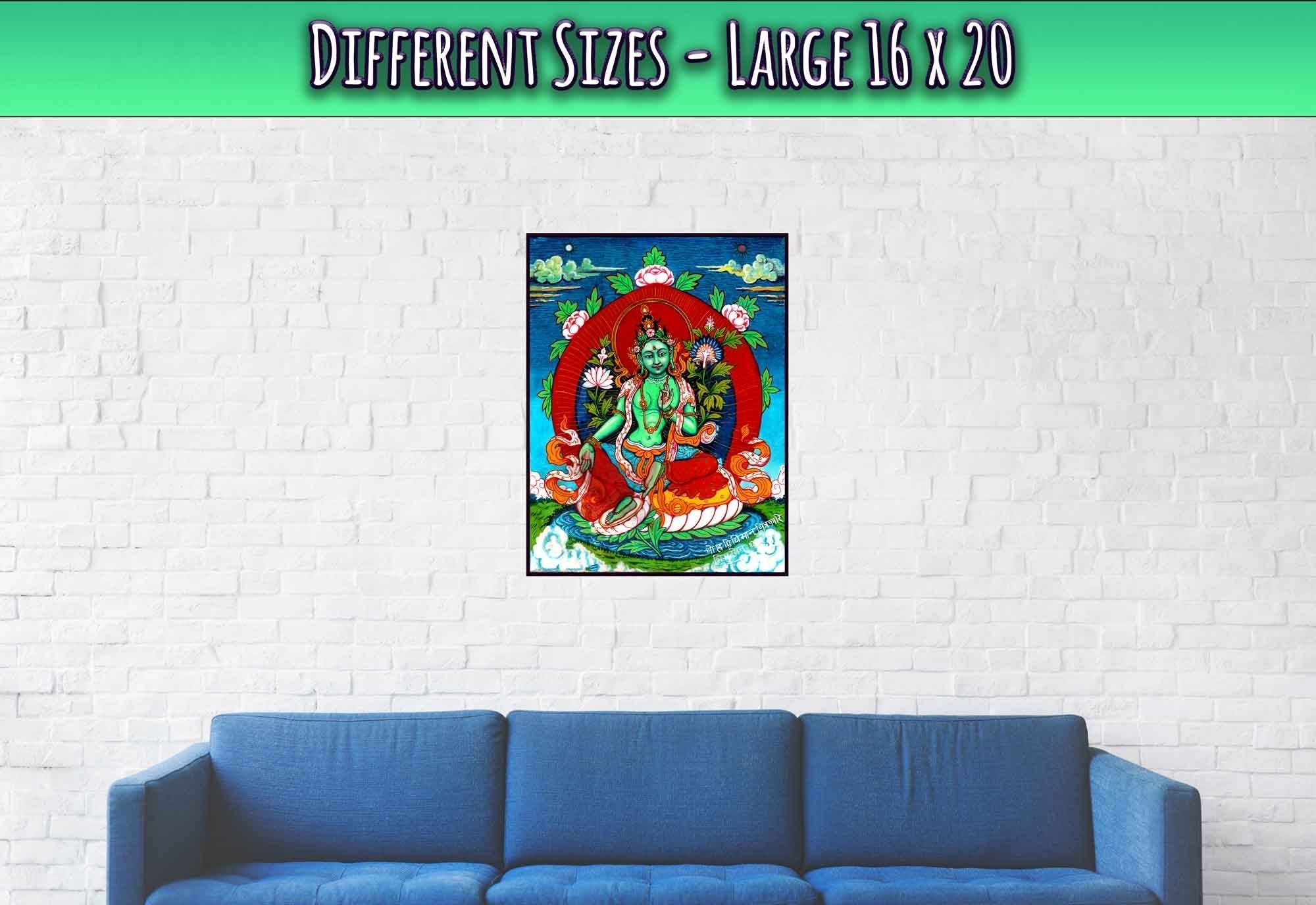 Goddess Tara Poster, Mother Of All Buddhas, Tibetan Goddess Green Tara Print, Goddess Tara Mantra Meditation - WallArtPrints4U